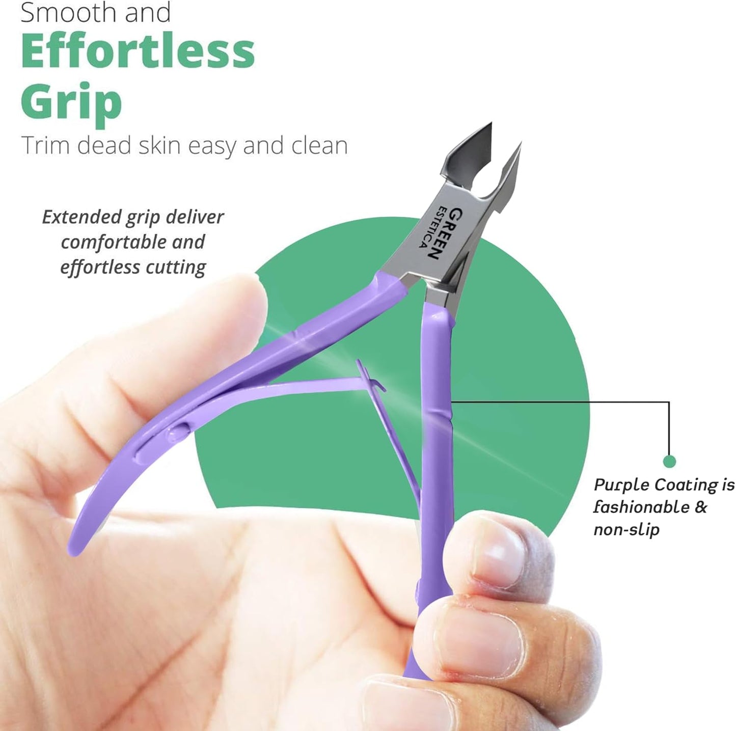 Professional Cuticle Trimmer with Cuticle Pusher Nail Cuticle Remover Nipper Silver Stainless Steel Sharp Blades Manicure Tools with Double Spring Nail Care Pedicure Nail Tools Home Spa (Purple)