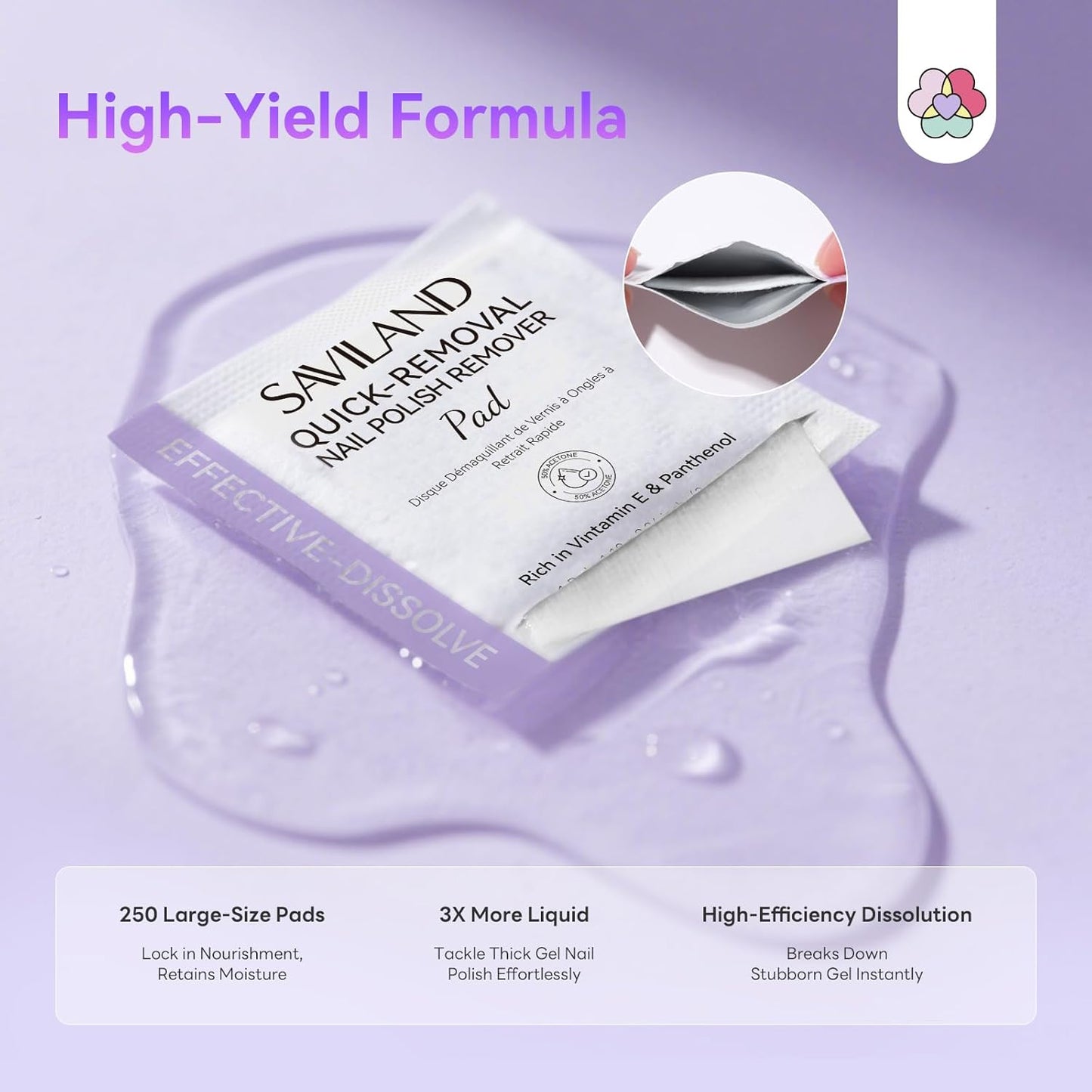SAVILAND Advanced Gel Nail Polish Remover Pads: 250Pcs Gel Nail Polish Remover For Nails Quick Removal Travel-Friendly Soak Off Larger Wipes More Quantity For Salon Nail Supplies