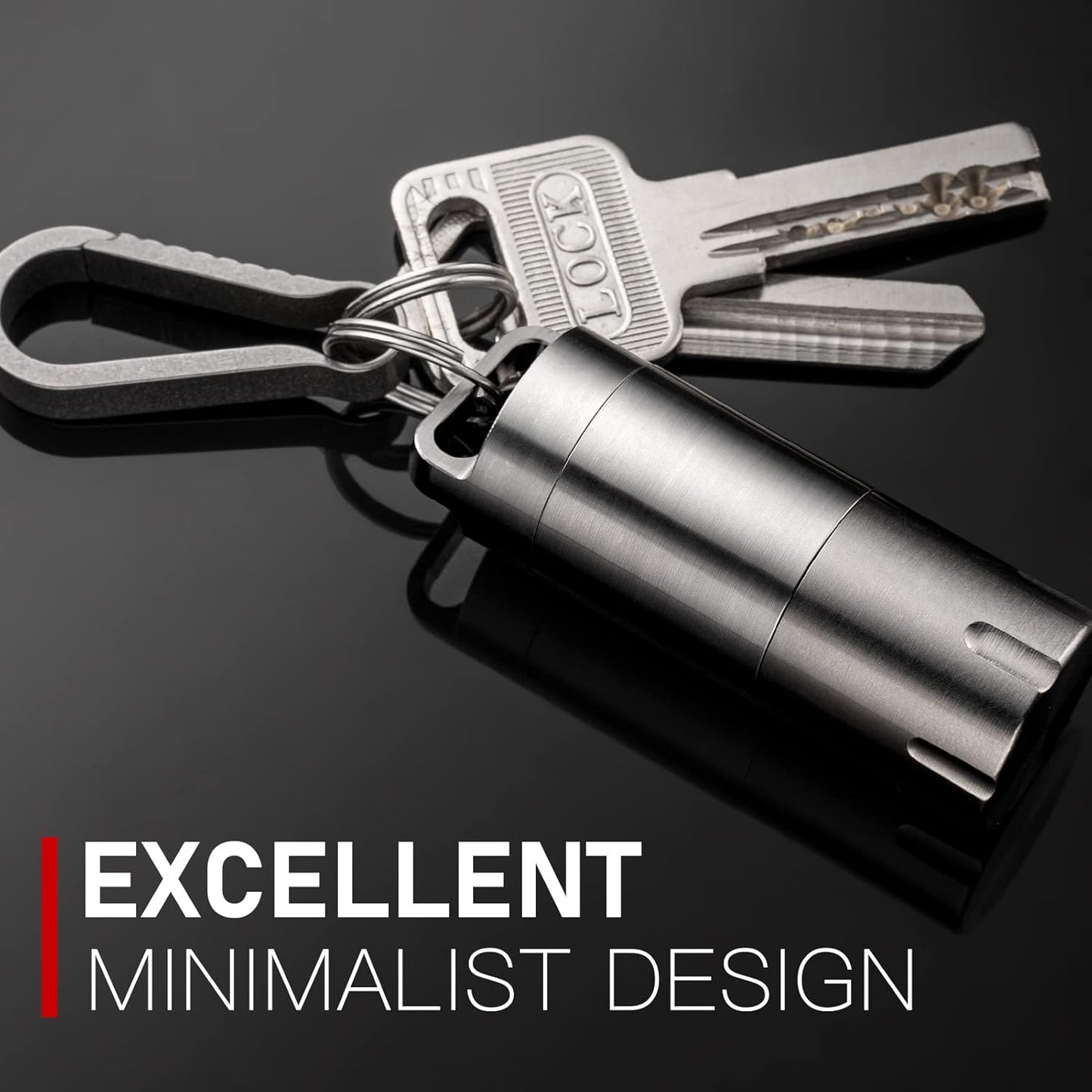 TISUR Titanium Small Pill Holder Keychain, Portable Pill Case Waterproof Pocket Pill Box Container Carrier to Hold Pills, Vitamins, Fish Oil, Supplements