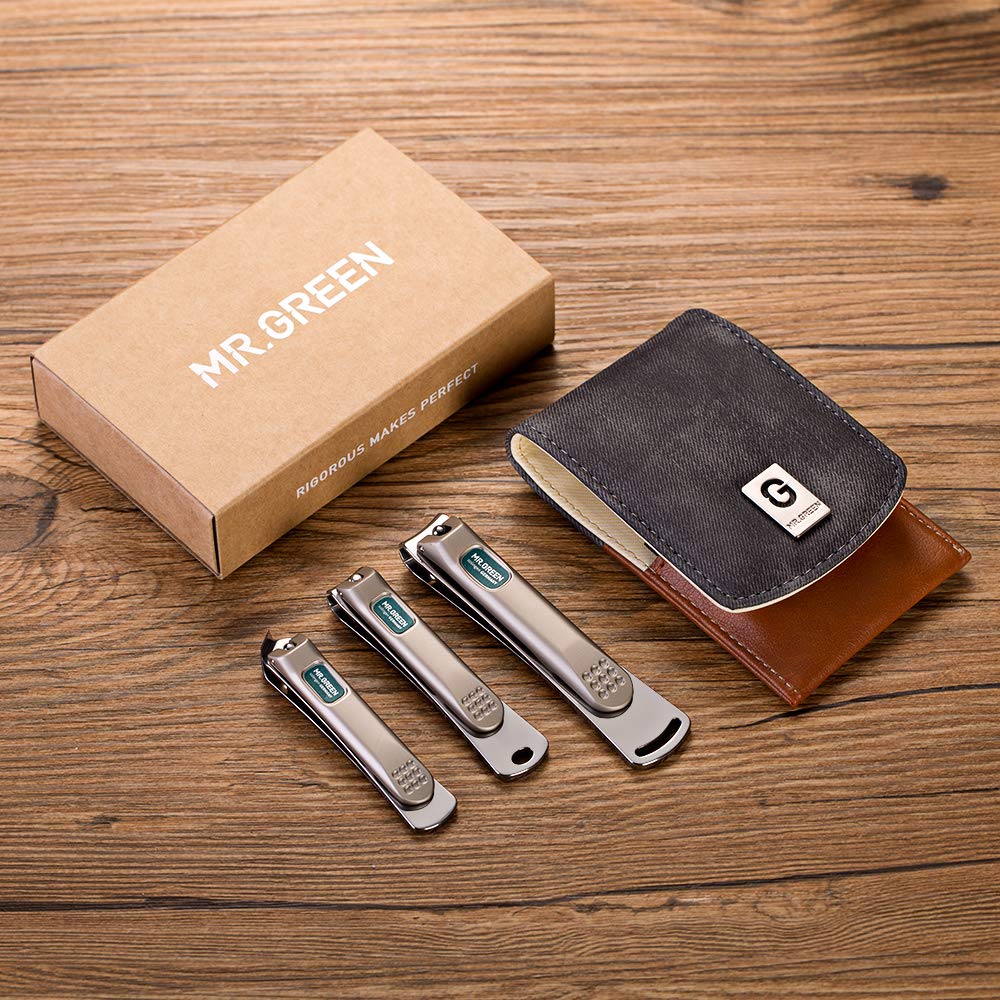 MR.GREEN 3 pcs Nail Clippers Set Stainless Steel Nail Clippers & Slant EDG Toenail Clipper Cutter for Men and Women