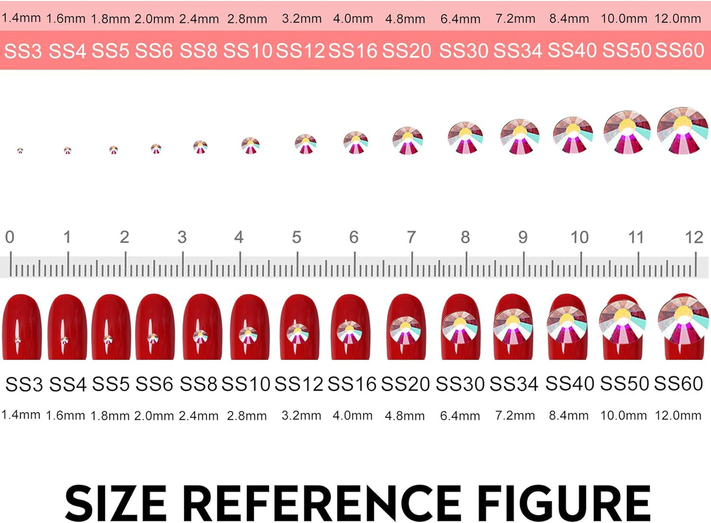 3600pcs Flatback Rhinestones Glass Charms Diamantes Gems Stones for Nail Art 6 Size ss4~ss12 Box Sapphire