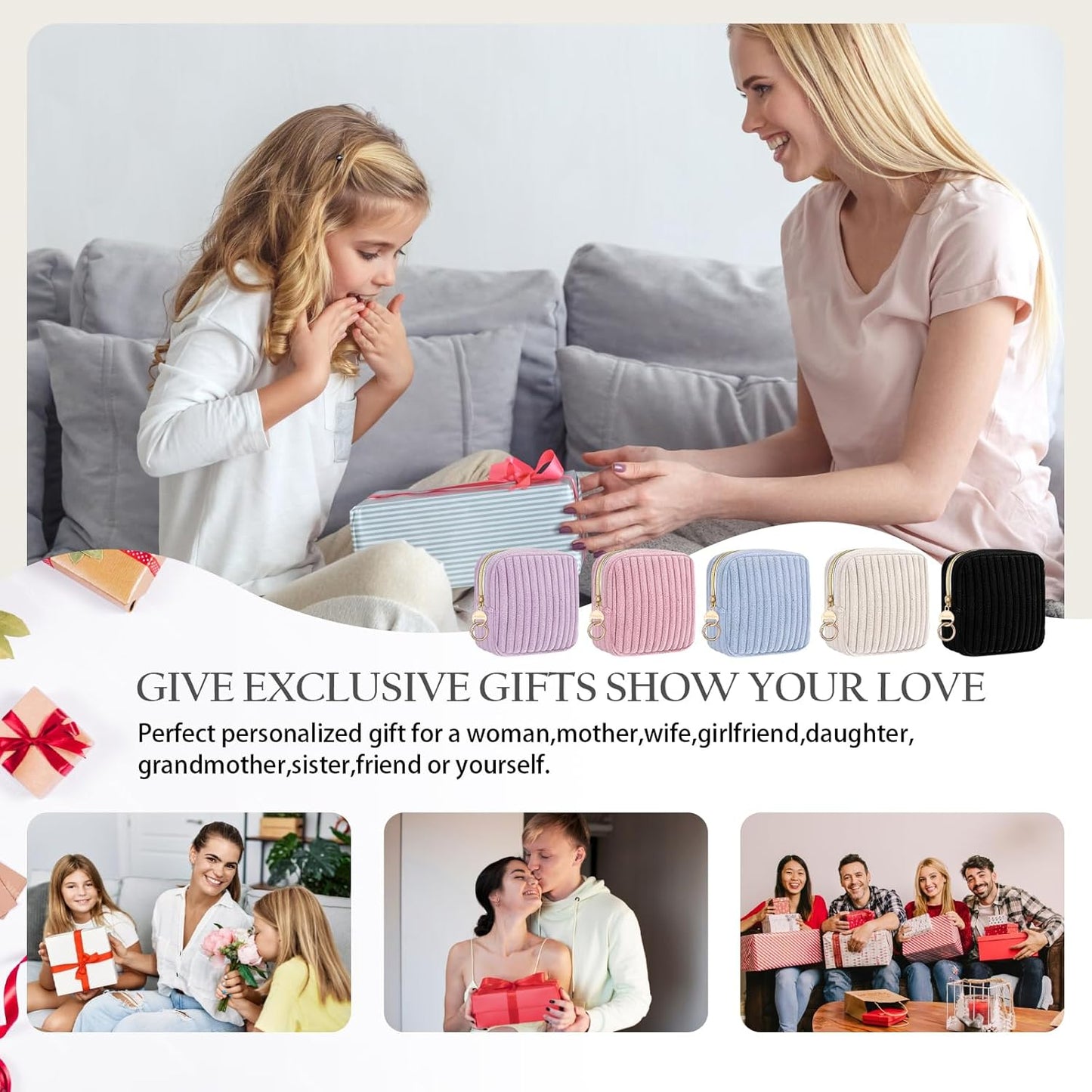 Period Bag for Teen Girls, Corduroy Sanitary Napkin Storage Bag, Fluffy Menstrual Pad PouchTampon Holder for Purse (Purple)