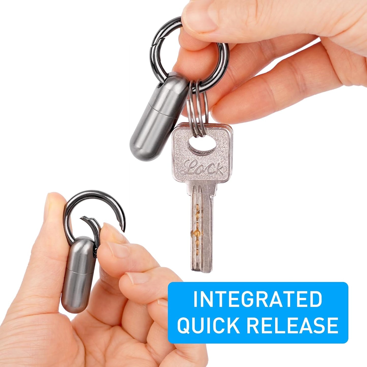 Micro Keychain Pill Holder Titanium Waterproof Mini Pill Container for Emergency Medicine,Travel Purse Pocket (Silver)