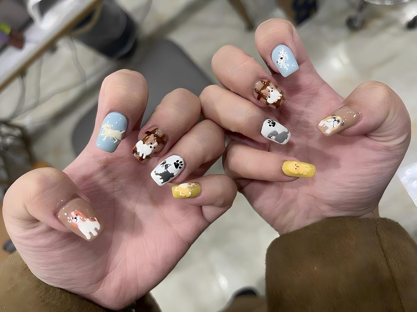 Dedyel Cute Nail Stickers 5D Embossed Cartoon Dog Kawaii Animal Self-Adhesive Nail Decals for Women Girls Kids Nail Art Decoration