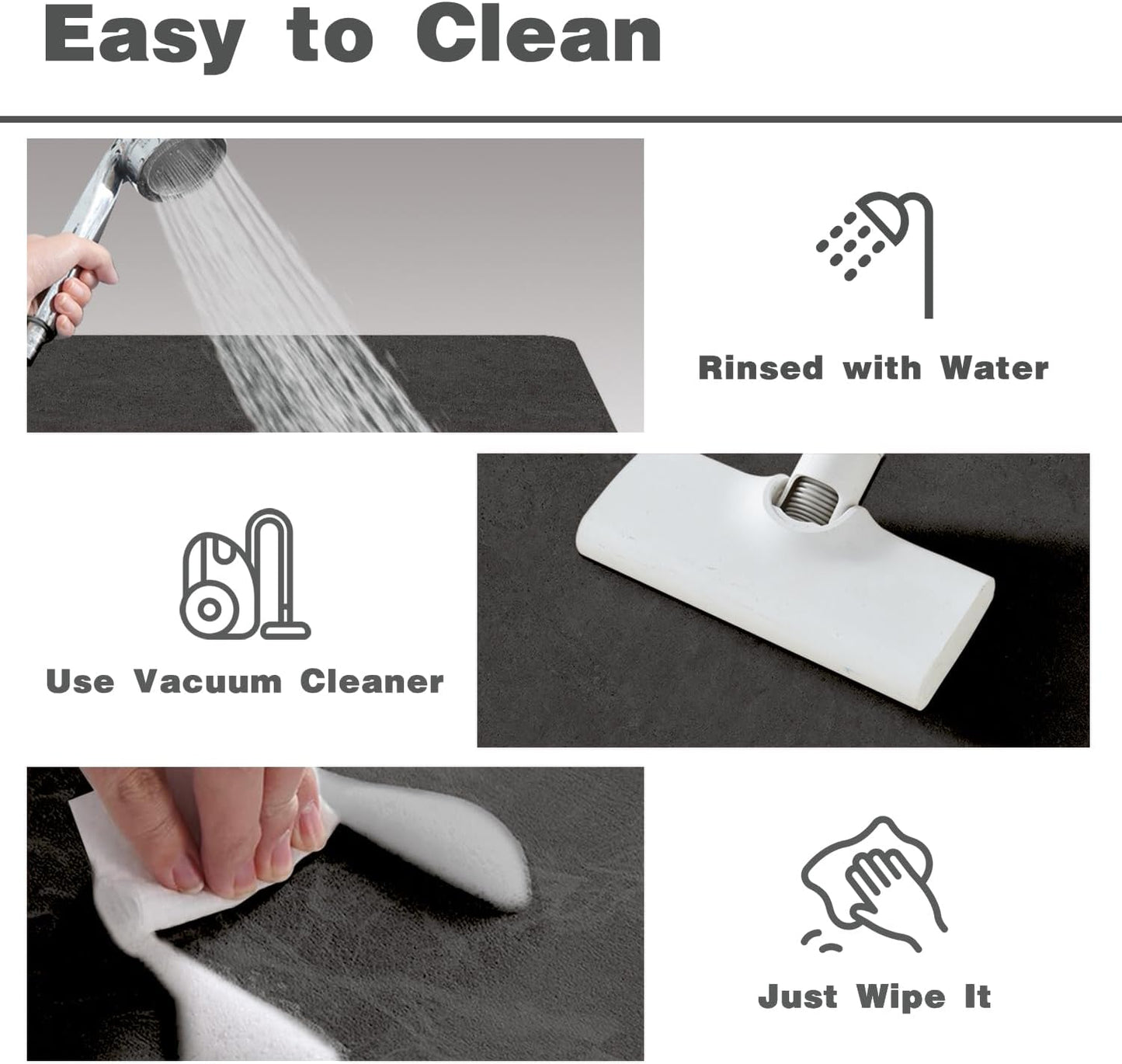 Bath Mat, Bathroom Rugs Non Slip Washable Thin Absorbent Quick Dry Bath Mat Fits Under Door Bathroom Floor Mat Perfect for Bath, Shower, or Sink 20"x48" Black