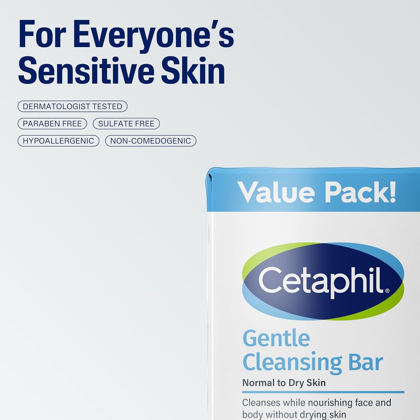 CETAPHIL Gentle Cleansing Bar, 4.5 oz Bar (Pack of 3), Nourishing Cleansing Bar For Dry, Sensitive Skin, Non-Comedogenic, Non-Irritating For Sensitive Skin