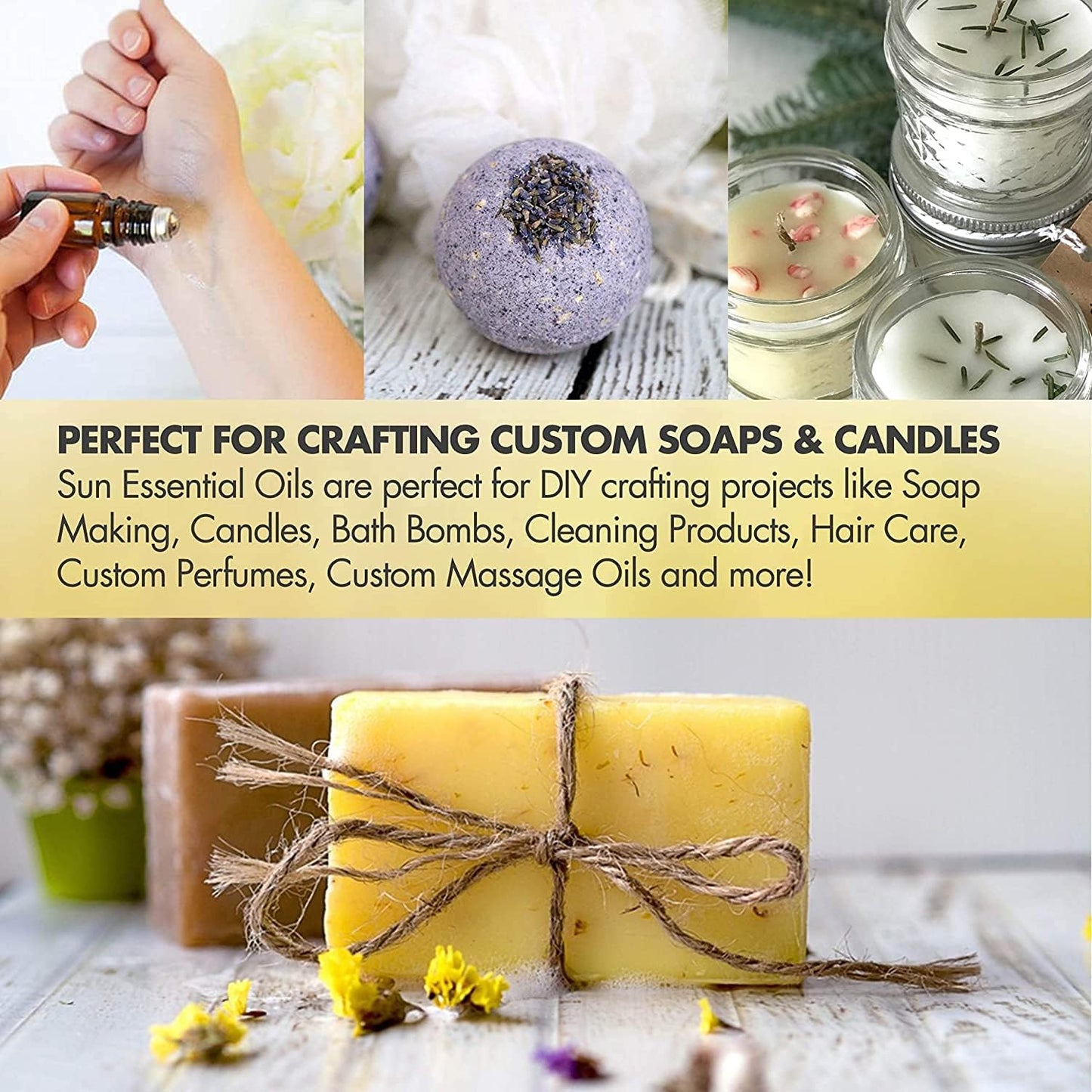 Sun Essential Oil - Lavender Essential Oil 8 oz (236 ml) with Dropper for Diffuser, Humidifier, Skin, Aromatherapy Massage, Scented for Soap & Candle Making at Home, Calming Aroma for Sleep