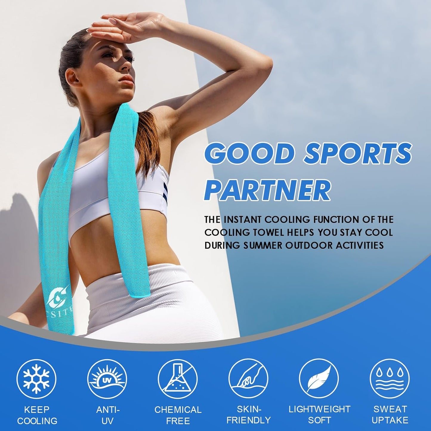 6 Pack Cooling Towels (47"x12") for Neck and Face, Ice Towel for Hot Weather, Soft Breathable Chilly Gym Towels, Microfiber Towel for Work Out, Yoga, Running, Camping & More Activities