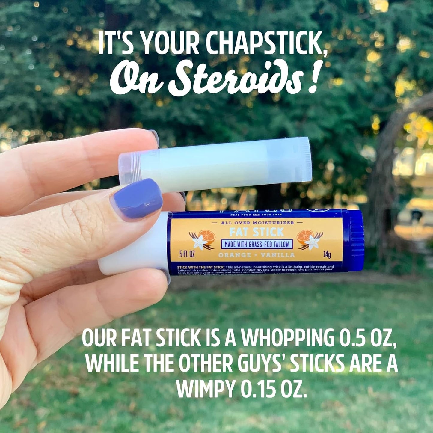 FATCO Fat Stick and All Purpose Moisturizing Stick for Dry Areas on your Face, Lips, and Body (Orange + Vanilla, 2-Pack)