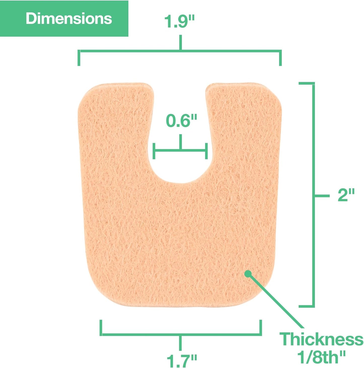 ZenToes U-Shaped Felt Callus Pads | Protect Calluses from Rubbing on Shoes | Reduce Foot and Heel Pain | Pack of 24 | 1/8” Self-Stick Pedi Cushions