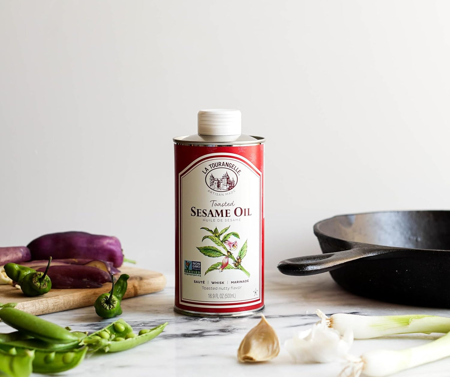 La Tourangelle, Toasted Sesame Oil, Great for Cooking, Add to Noodles, Stir-Fry, Vegetables, Vinaigrettes, and Marinades, 169 fl oz