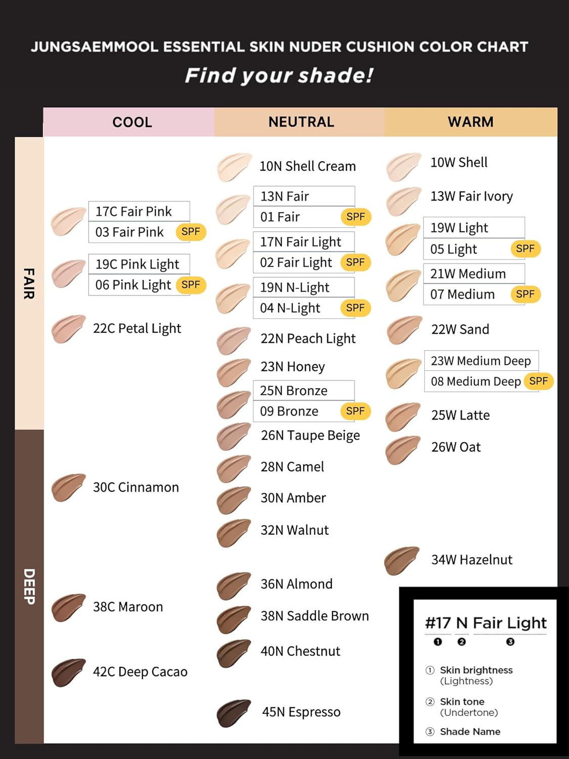 JUNG SAEM MOOL Essential Skin Nuder Cushion 25N Bronze 0.49 Fl Oz, No Refill, Natural Radiant Finish Cushion Foundation with Buildable Coverage, Lightweight Texture, Korean Foundation Makeup