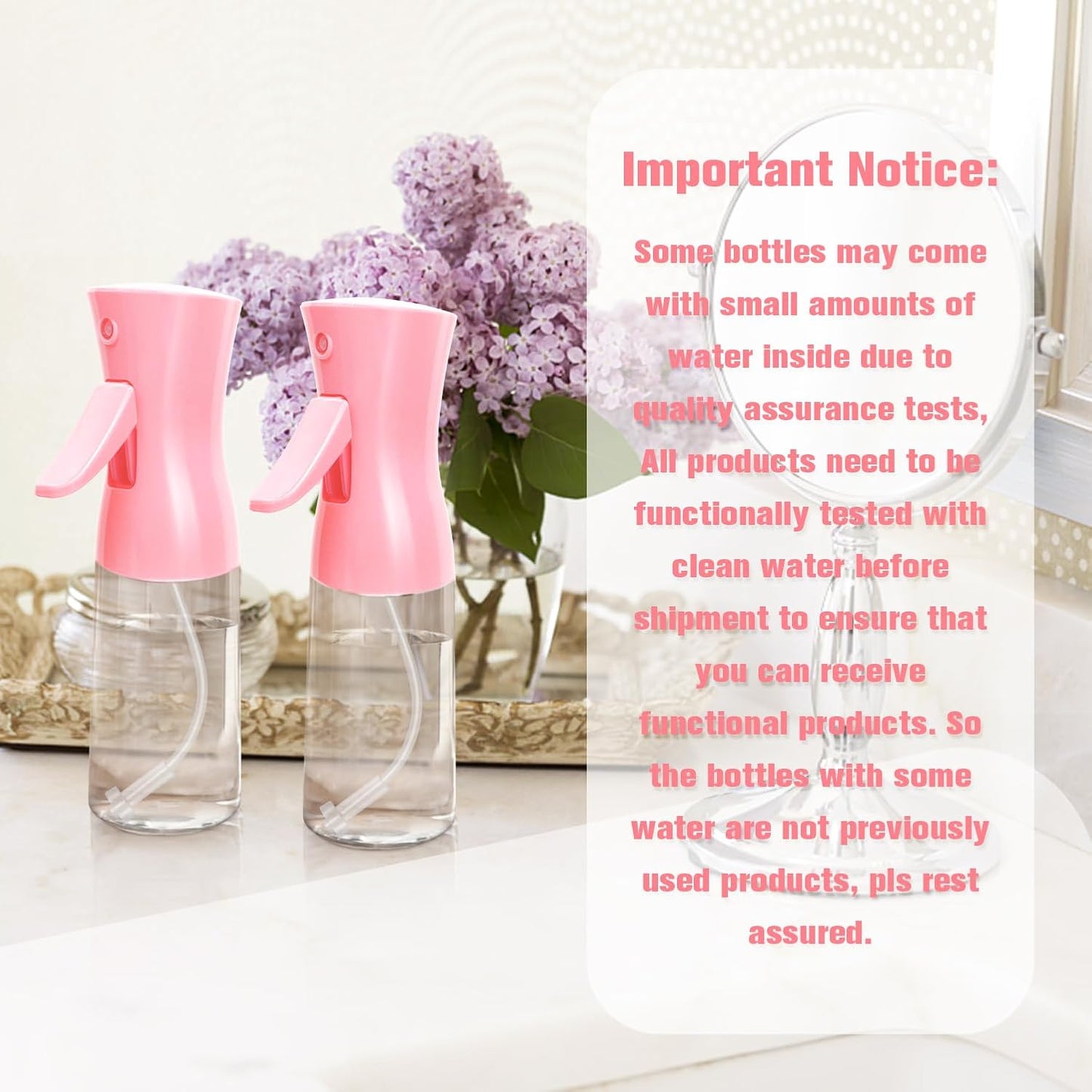 Spray Bottle,Fine Mist Spray for Hair,Ultra-Fine Continuous Spray Bottle for Skincare,Plant Care,Pet Grooming,Cleaning, Refillable Spray Container,Christmas Gift (1Pcs Light Pink 6.8oz)