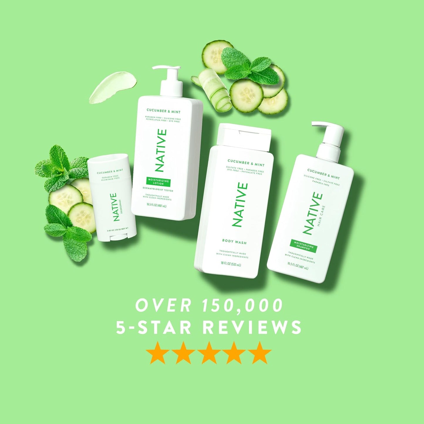 Native Body Lotion Contains Naturally Derived Plant-Based Moisturizers for Women and Men | Restores Dry Skin, Cucumber & Mint, 16.5 fl oz