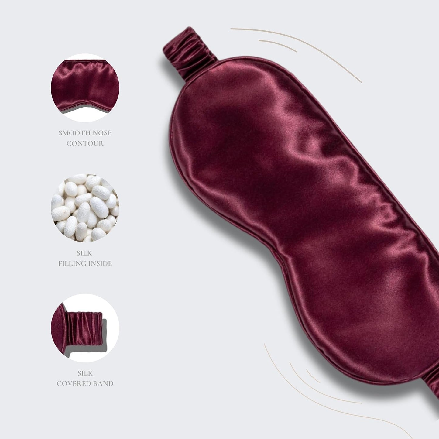 Silk Sleep Mask - 100% Pure 22 Momme Mulberry Silk Eye Sleeping Mask for Women and Men - Blackout Eye Mask for Sleeping (Burgundy)