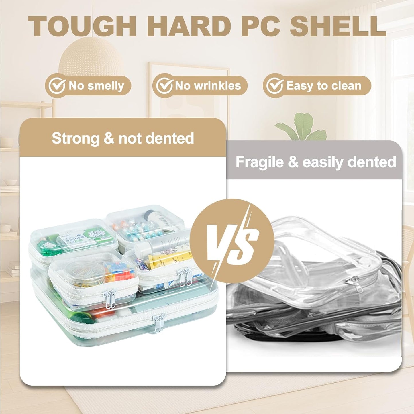 5 pcs Clear Zipper Pouches, Toiletry Bag for Travel, Stackable Waterproof Diaper Bag, Zipper Pouch, Travel Organizer, Clear Cosmetic Bag,Toy Storage Bins (M + 2Mini + 2XS)