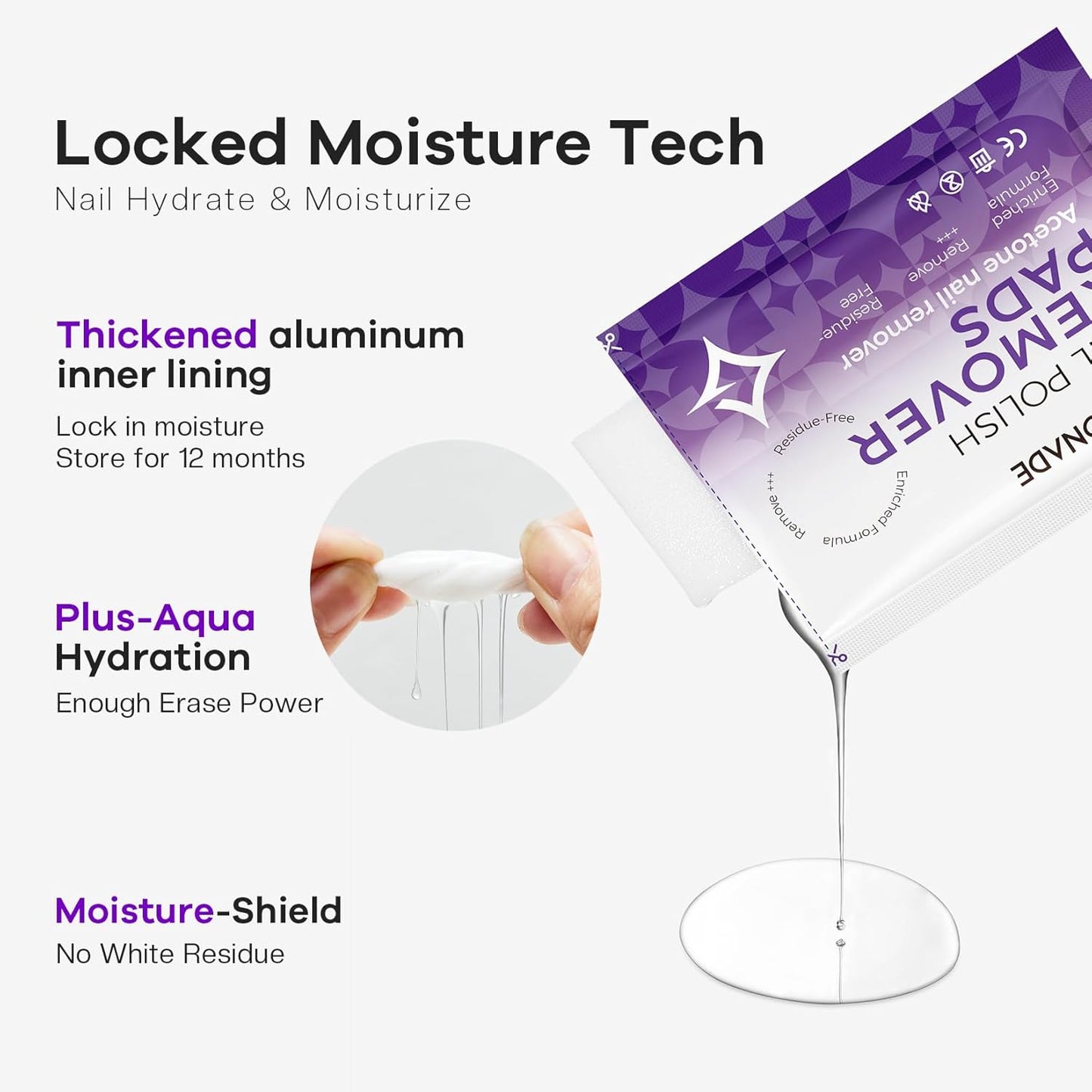 Nail Polish Remover Pads: Acetone Nail Polish Remover Wipes 50 PCS Professional Individually Wrapped Wet Wipes Rapidly Remove Gel Fingernail Polish Travel Kit for Home & Salon Supplies