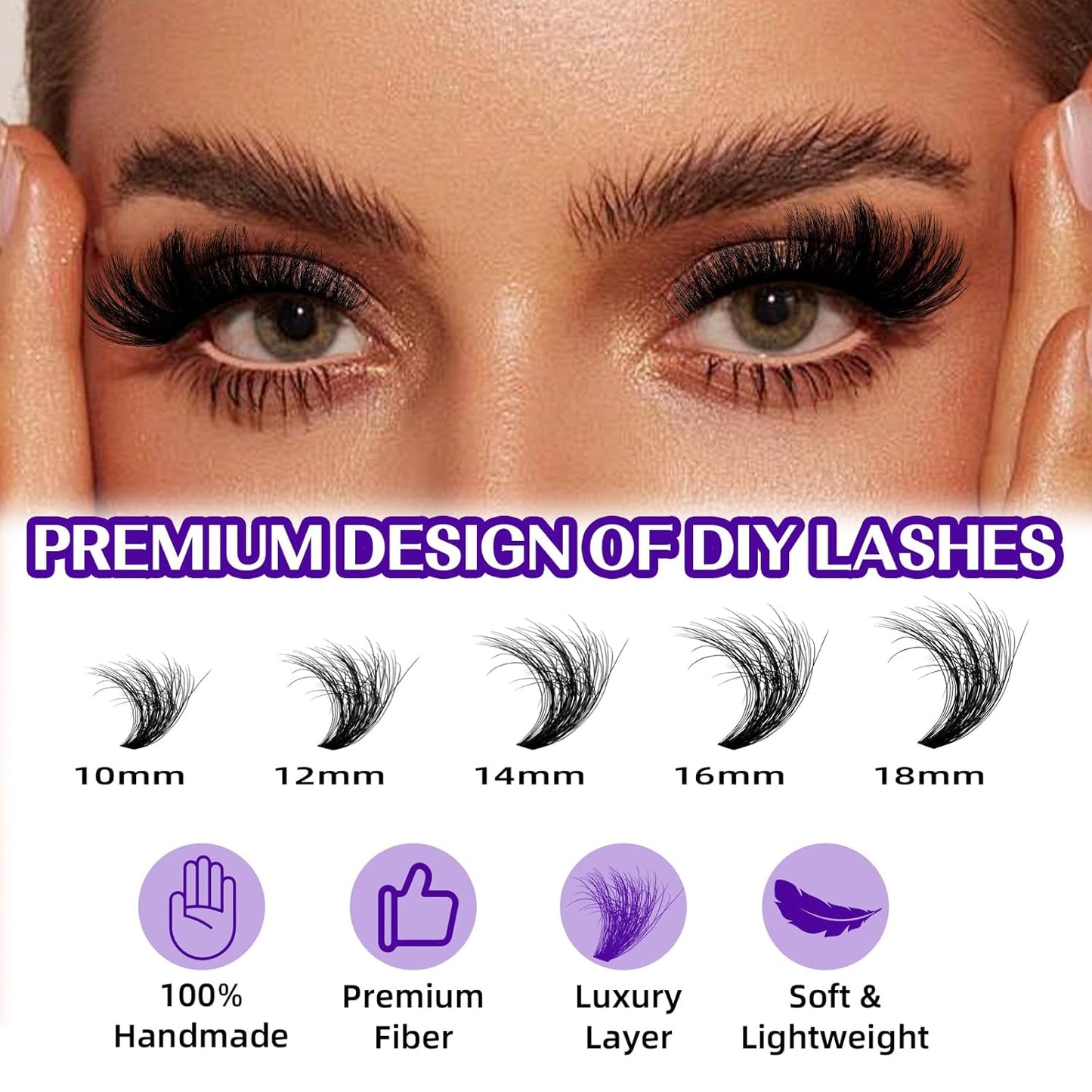 B&Qaugen Lash Clusters 3D Thick Eyelash Clusters 280pcs Cluster Eyelash Extensions 10-18mm 100D Wispy Individual Lashes Volume Lash Clusters DIY Lash Extensions at Home (100D-MIX10-18mm), Black