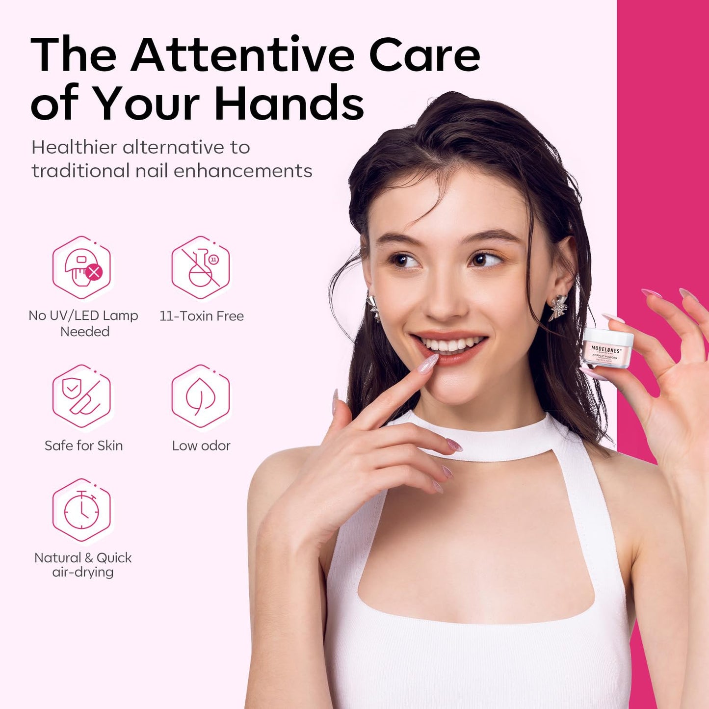 Modelones Pink Acrylic Powder 6 Colors Acrylic Nail Powder Kit Neon Glitter Summer Acrylic Nail Powder Valentine's Acrylic Cover Powder for Nail Art Extension No Nail Lamp Needed (A3-LoveStruck Blush)