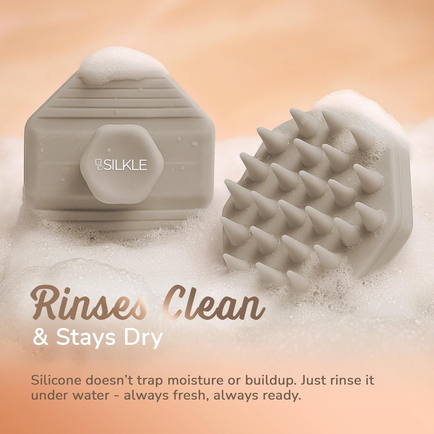 Silicone Scalp Scrubber - Massage Shampoo Brush, Soft Bristles for Hair Growth & Dandruff Removal - Ergonomic Design, Wet & Dry Use, Deep Cleansing Scalp Exfoliator for All Hair Types - Clay