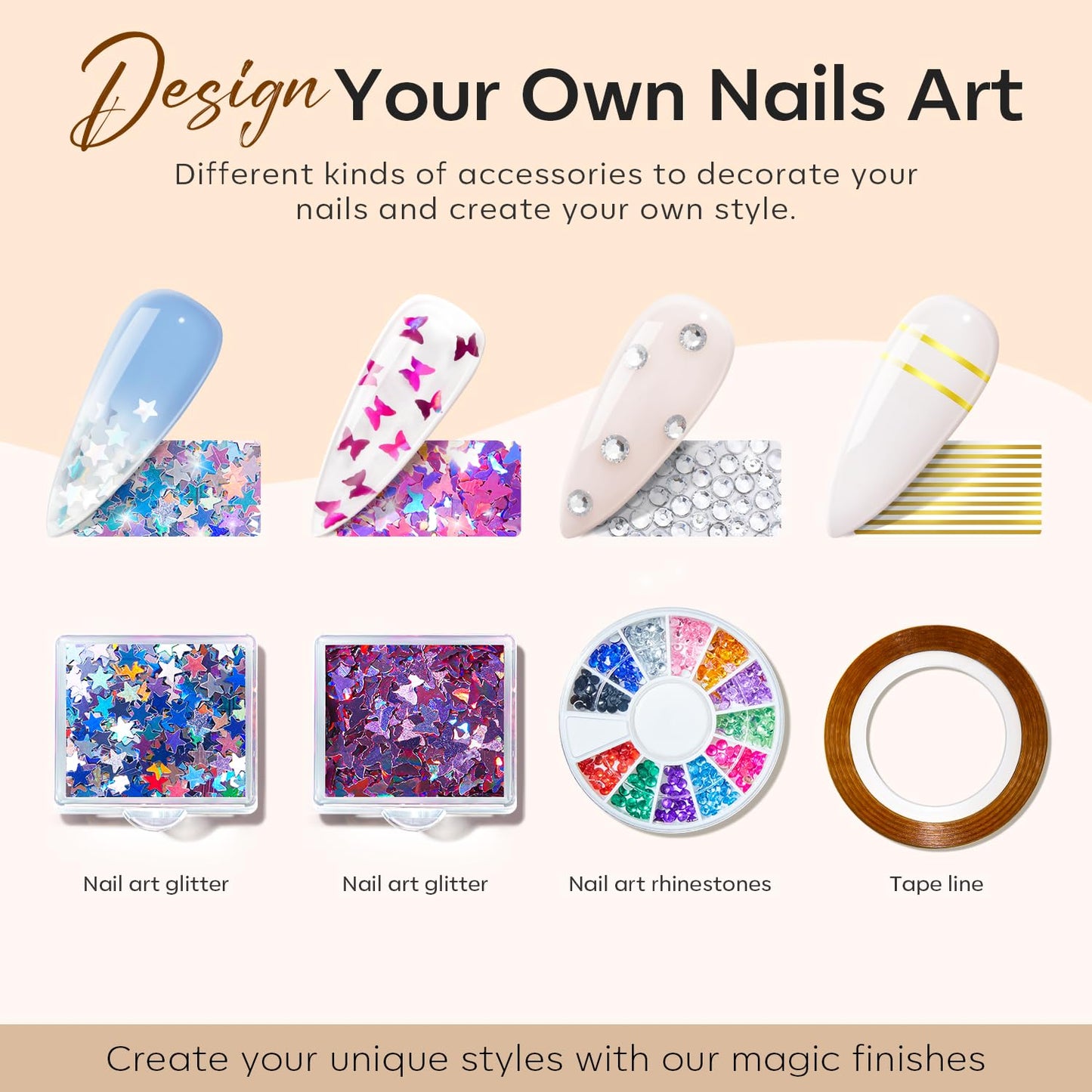 Modelones 133pcs Poly Nail Gel Kit, 32 Colors Earthy Tones Complete Extension Gel Nail Kit with 8W Lamp Slip Solution Builder Tools for Starter DIY Salon Use