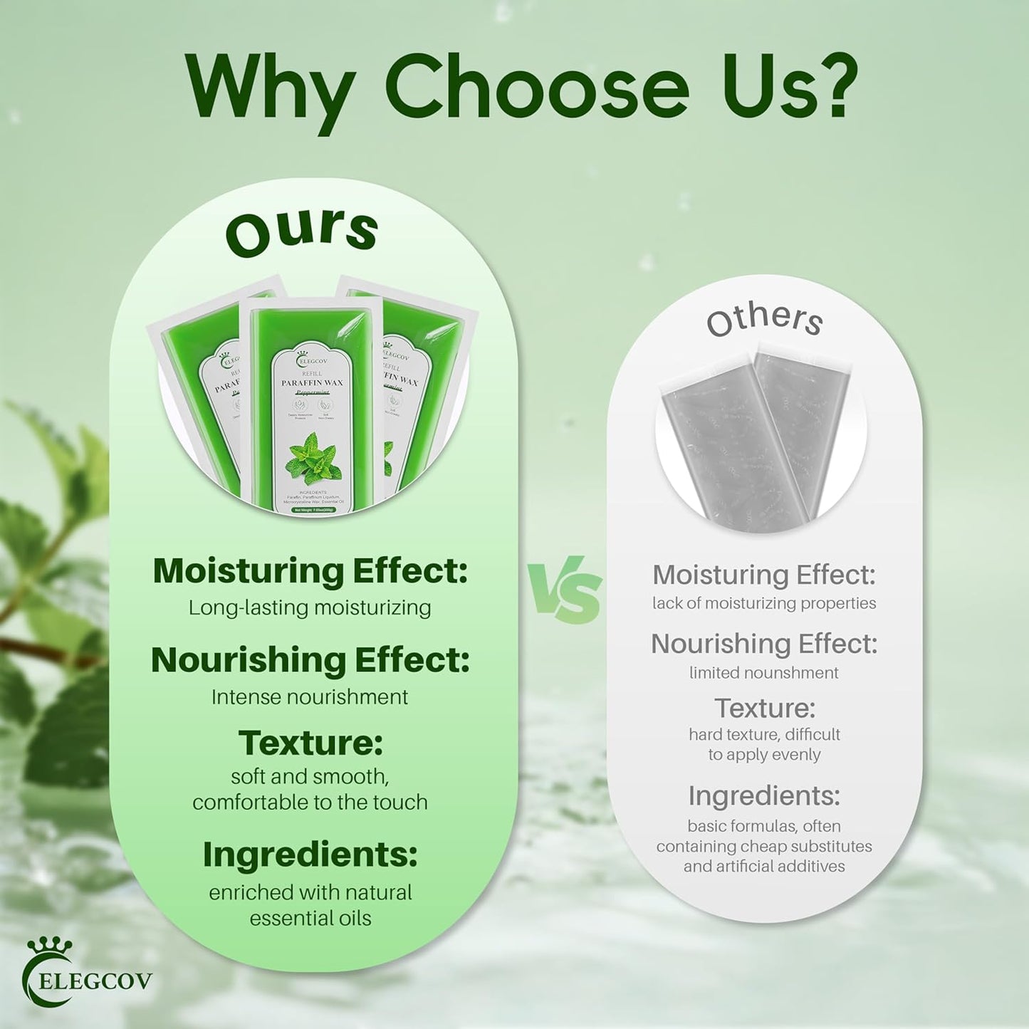 Paraffin Wax Refills-10 Pack Peppermint Scented Paraffin Wax for Hand and Feet, Parrafin Wax Bath Blocks for Wax Machine, Relieves Muscle Fatigue, Deeply Hydrates, Moisturizes and Nourishes