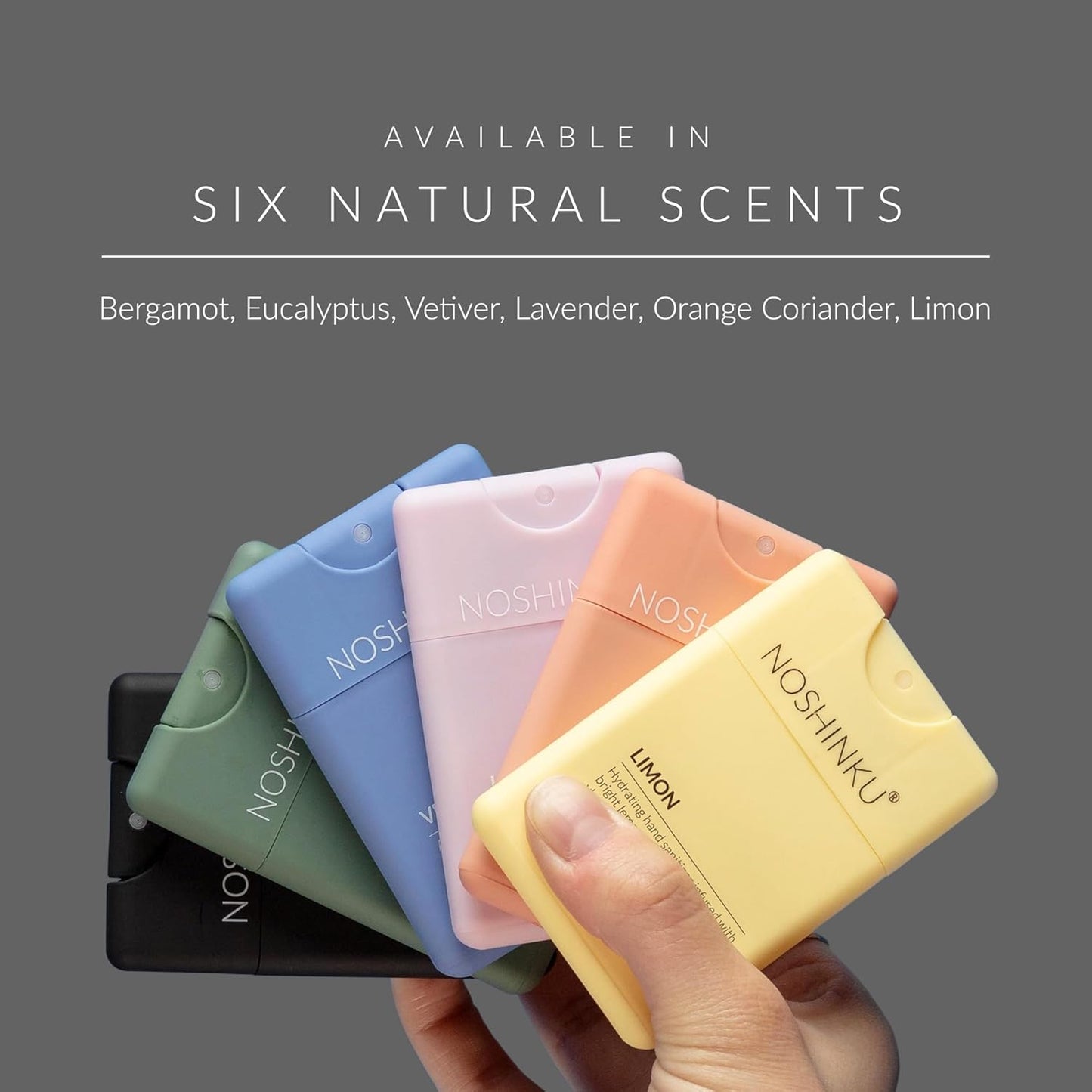 Noshinku - Refillable Hand Sanitizer Bergamot 3-Pack, Travel Size Spray with Hydrating Botanical Oils, Natural Ingredients, All Natural Fragrances, Sugarcane Derived Alcohol, No Parabens, No Dyes