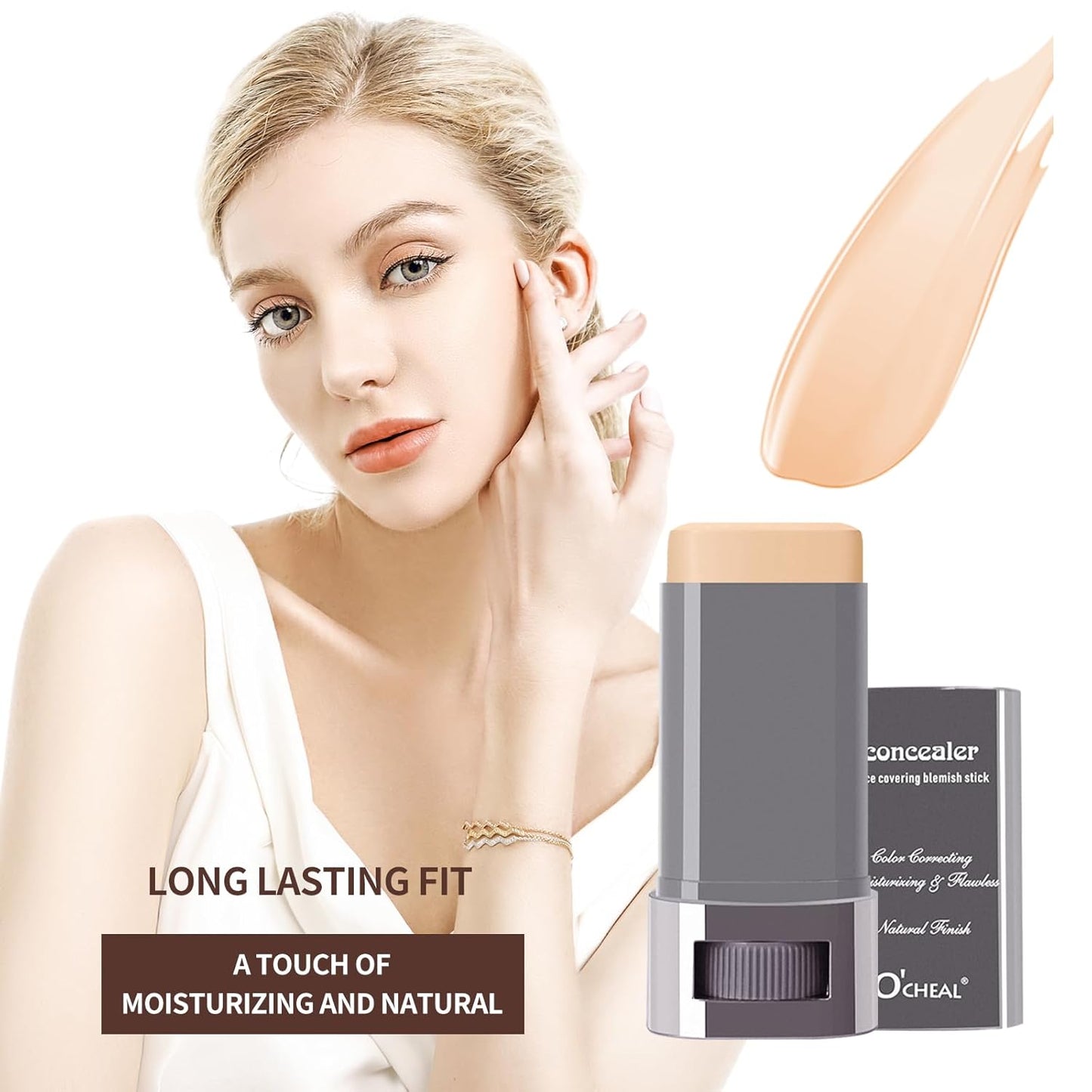 O'CHEAL Face Foundation Contour Stick Long-wear Lightweight Brighten Stick Face Concealer Blemish Contouring Beauty Makeup 03#LIGHT SKIN TONE