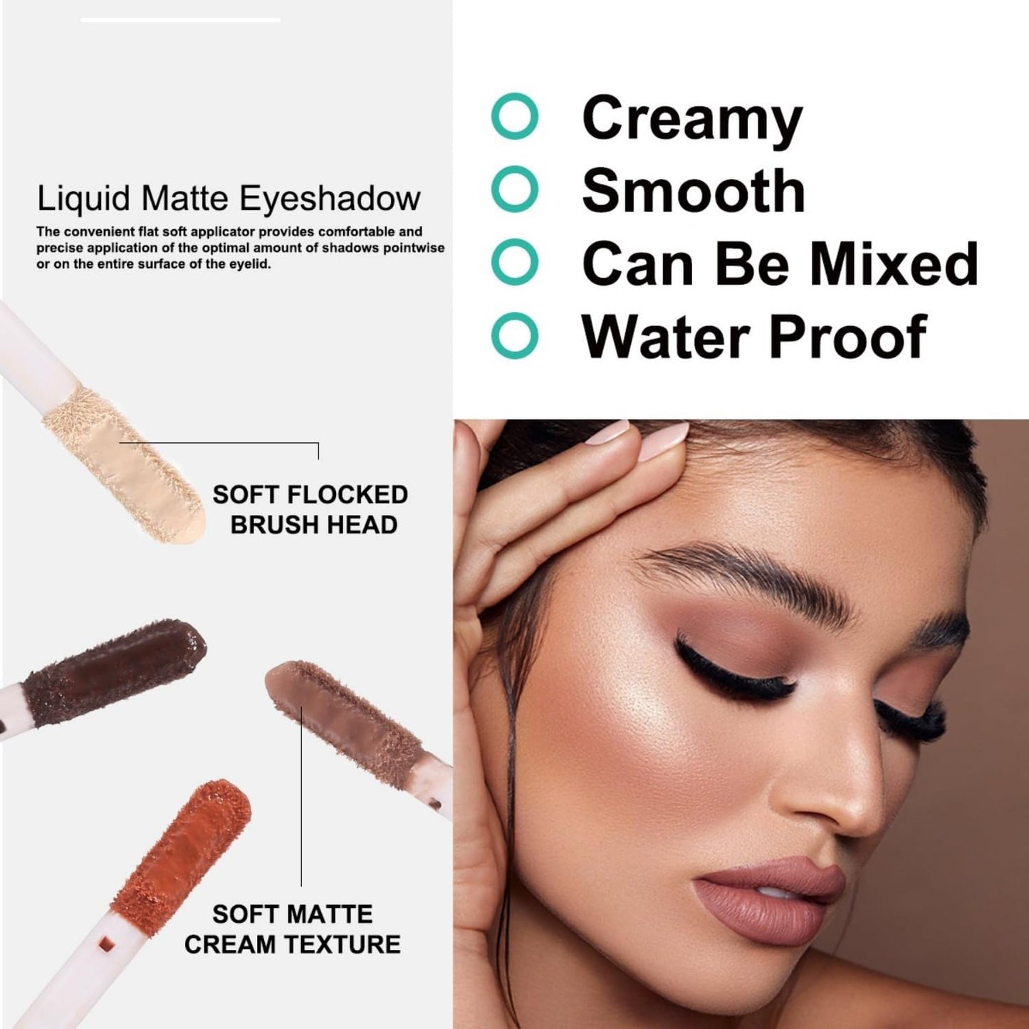 MAEPEOR Matte Liquid Eyeshadow 10 Colors Naked Smooth Creamy Eyeshadow Long Lasting and Waterproof Lightweight Cream Eye Shadow (P01 Birch)