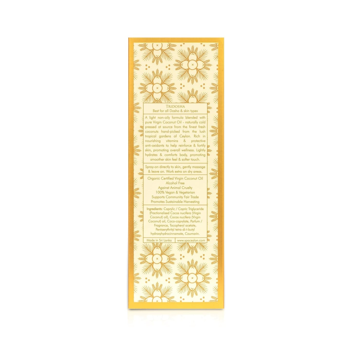 SPA CEYLON Virgin Coconut Nourish & Treat 25% Dry Body Oil | Organic Virgin Coconut Oil | Daily Hydration | Dry Skin Nourishing | Cold-Pressed | 100ml