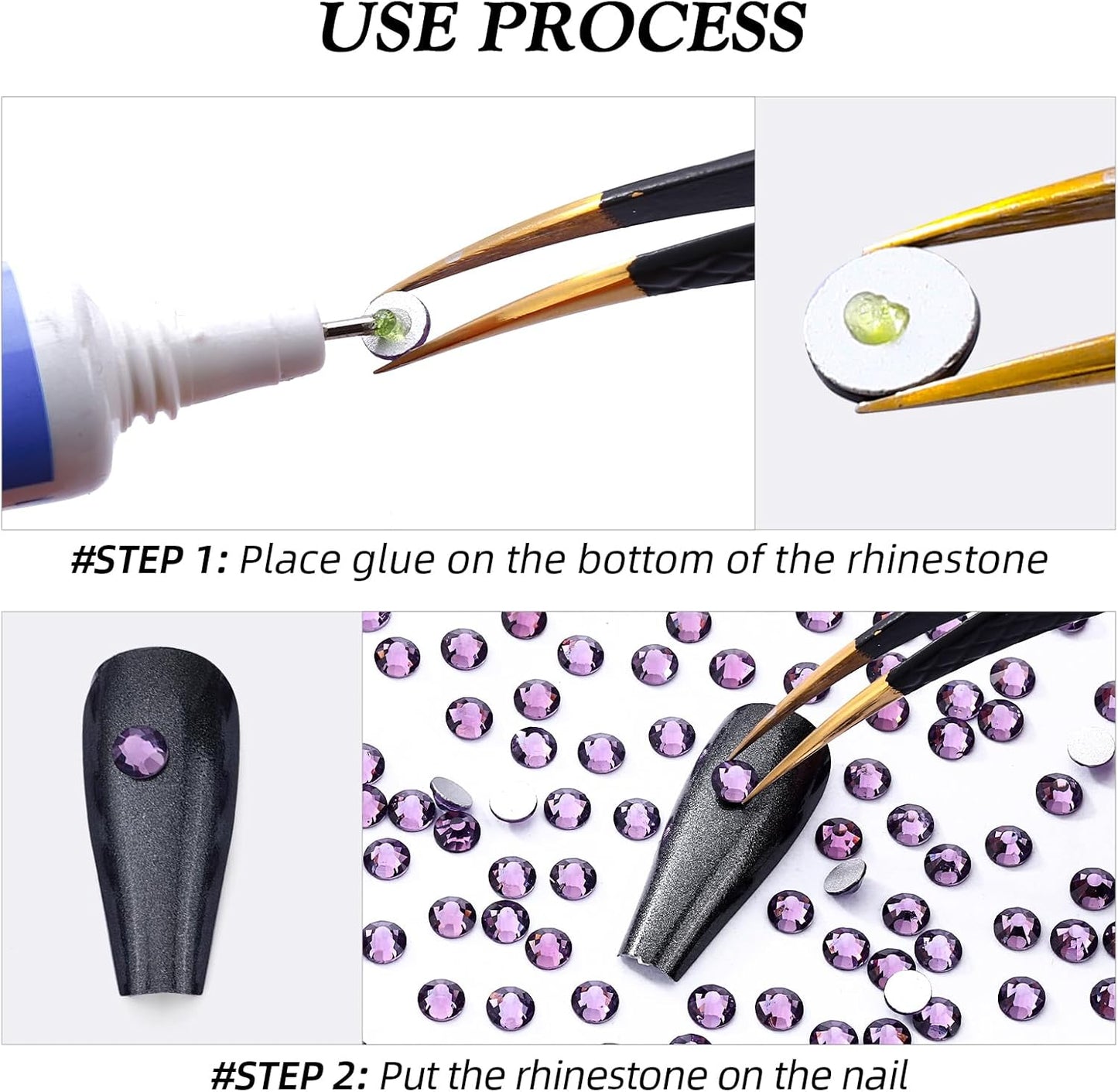 Tanzanite Flatback Rhinestones, Glass Rhinestones for Nail Art and Craft, Glue Fix, Loose Crystal Gemstones(Tanzanite, SS30, 288pcs, 6.4-6.6mm)