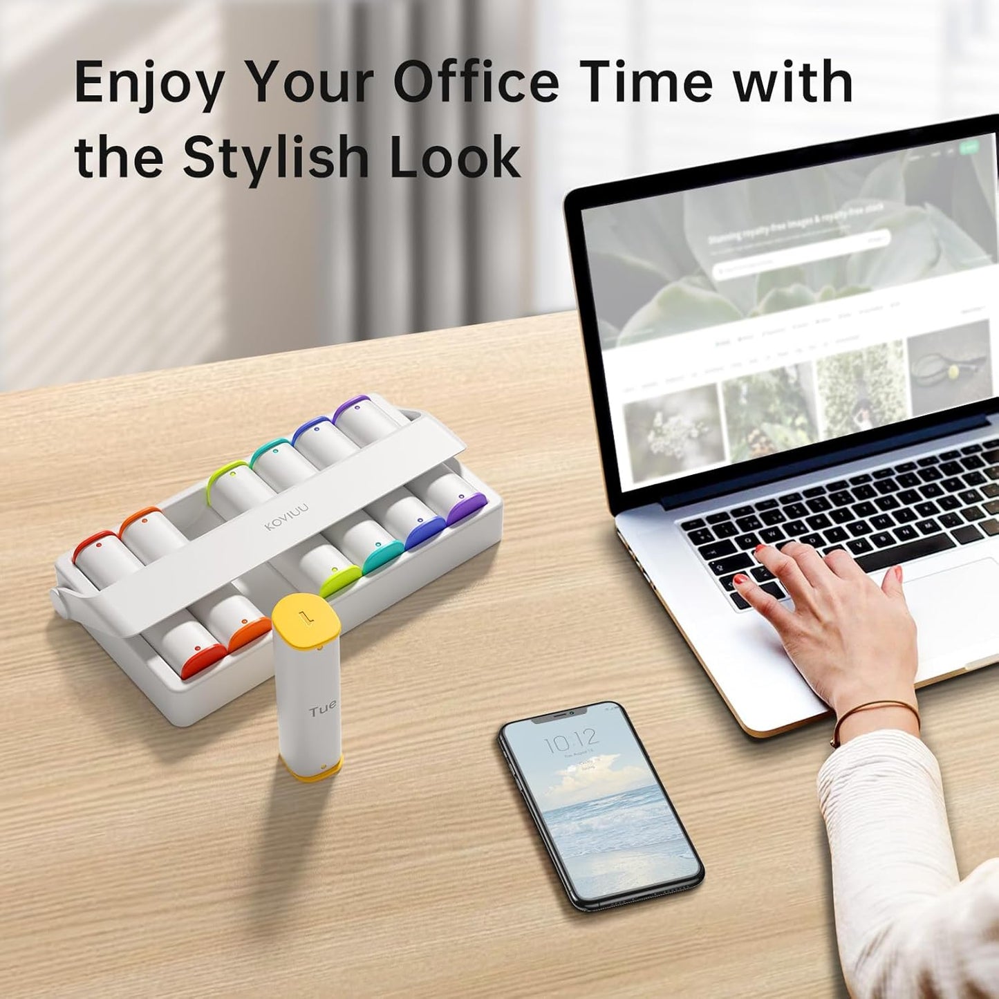 Weekly Pill Organizer 2 Times a Day, KOVIUU Large Travel Pill Box 7 Day, Am Pm Twice Daily Pill Case with Rotatable Handle, Pill Holder Container for Vitamin, Medicine, Supplement, Fish Oil, White