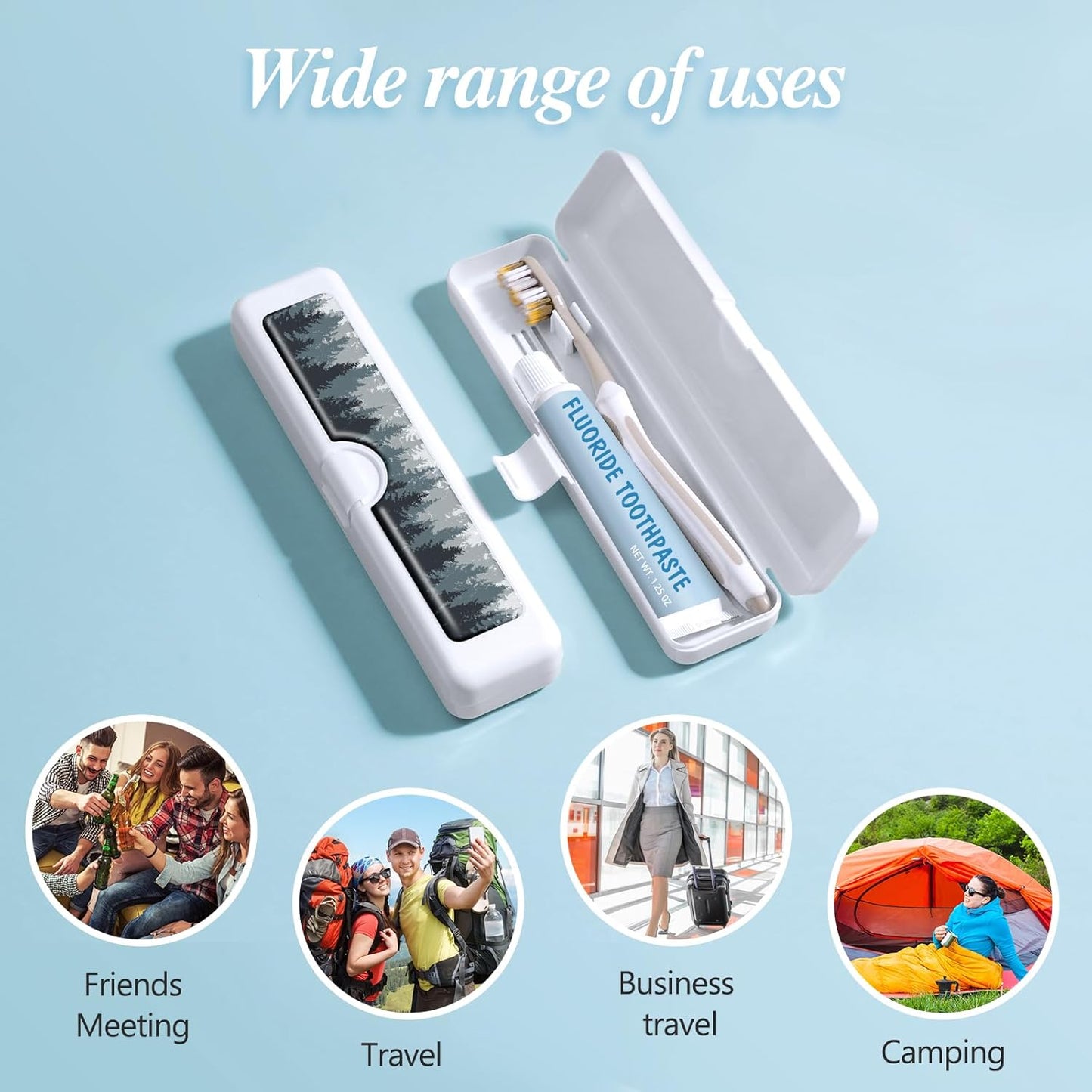 Toothbrush Travel Case - Colorful Pattern, Holder and Covers for Toothbrushes, Includes Tongue Scraper Case