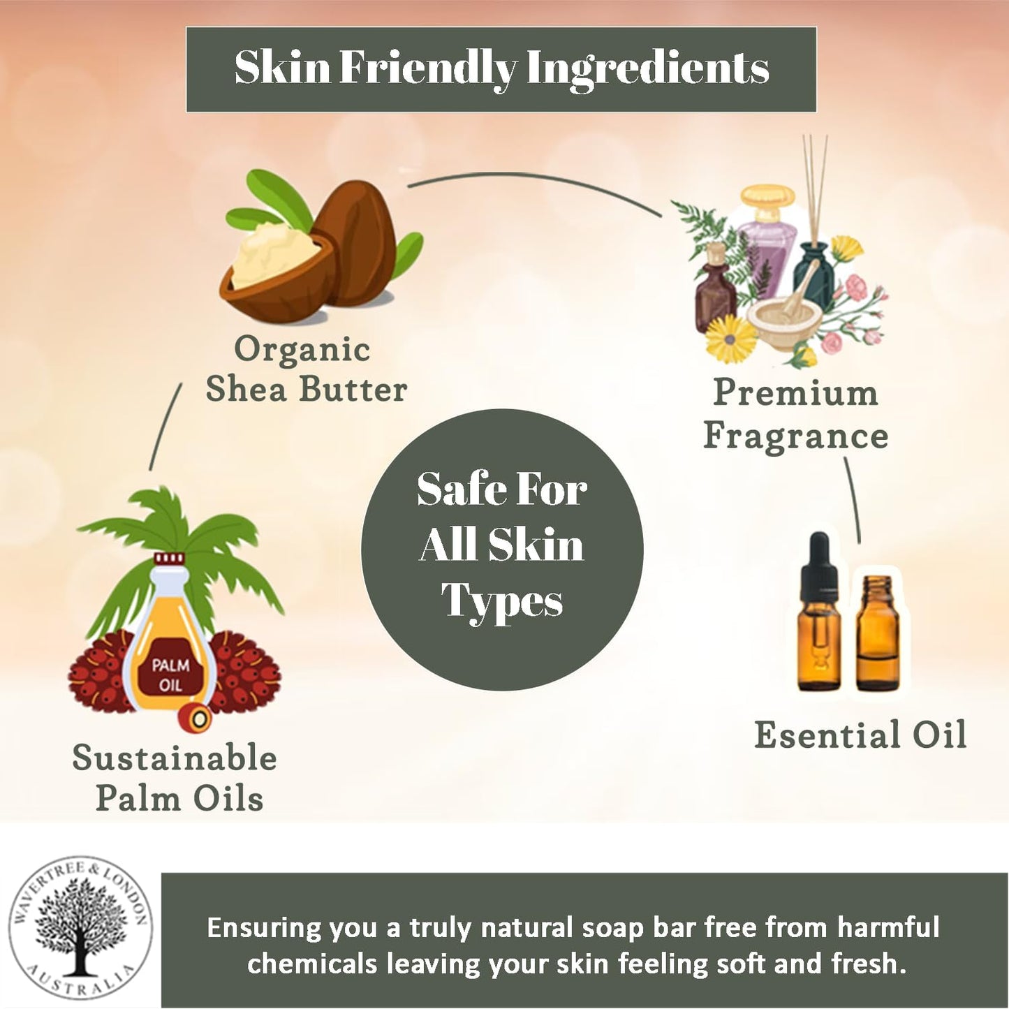 Wavertree & London Frangipani & Gardenia Scented Natural Soap (1 Bar), 7oz Moisturizing French Triple Milled Soap Bar for Women & Men enriched with shea butter - Pure Bath & Body soap bar