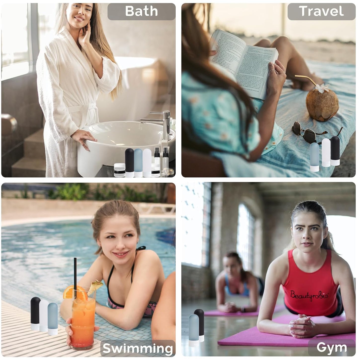 20 Pack Travel Bottles Set for Toiletries TSA Approved Leak Proof Travel Size Containers Kit Portable Refillable Travel Accessories for Shampoo Conditioner Lotion Liquids (Dark Color)