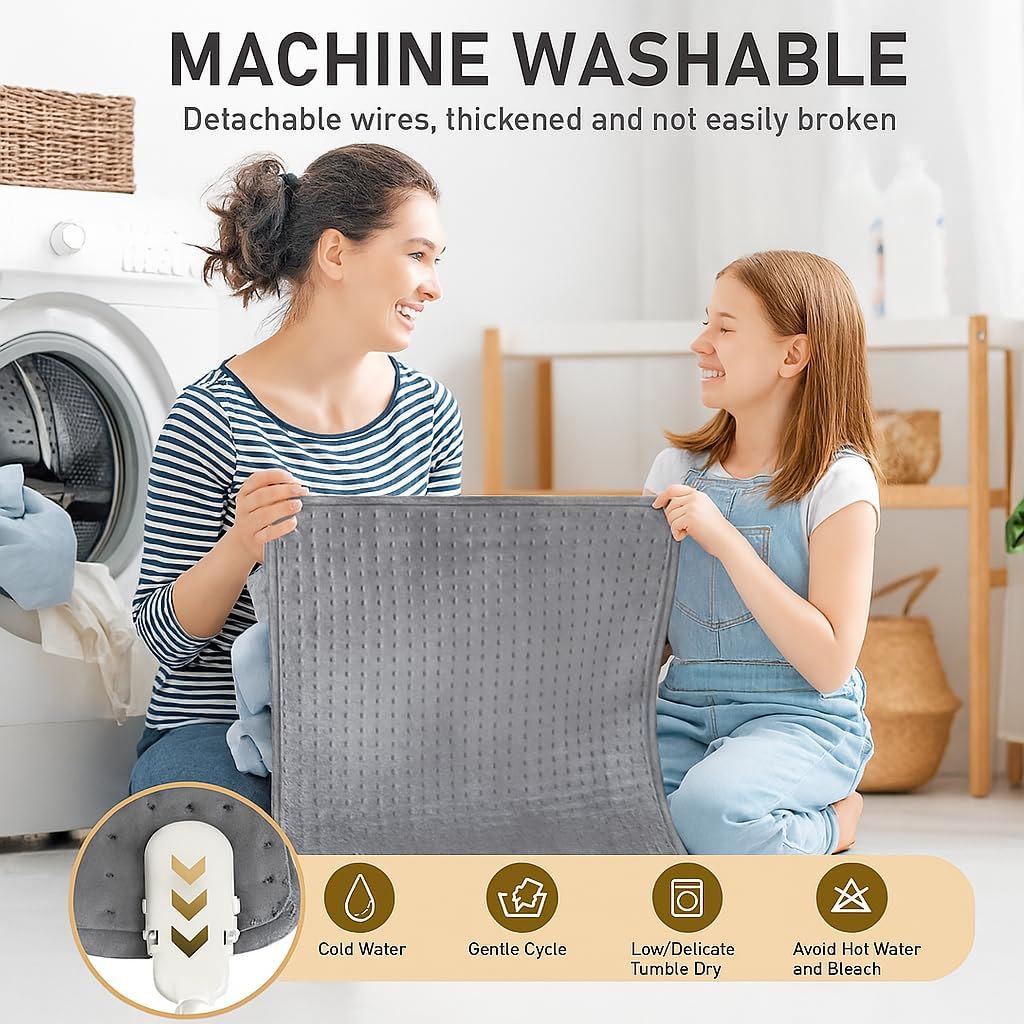 Extra Large Heating Pad for Back Pain Relief, 10 Heat Setting & 3 Auto-Off Timers, 20x40 Electric Heating Pad for Shoulders, Neck, Cramps, Menstrual Pain, Machine Washable, Gifts for Women Men