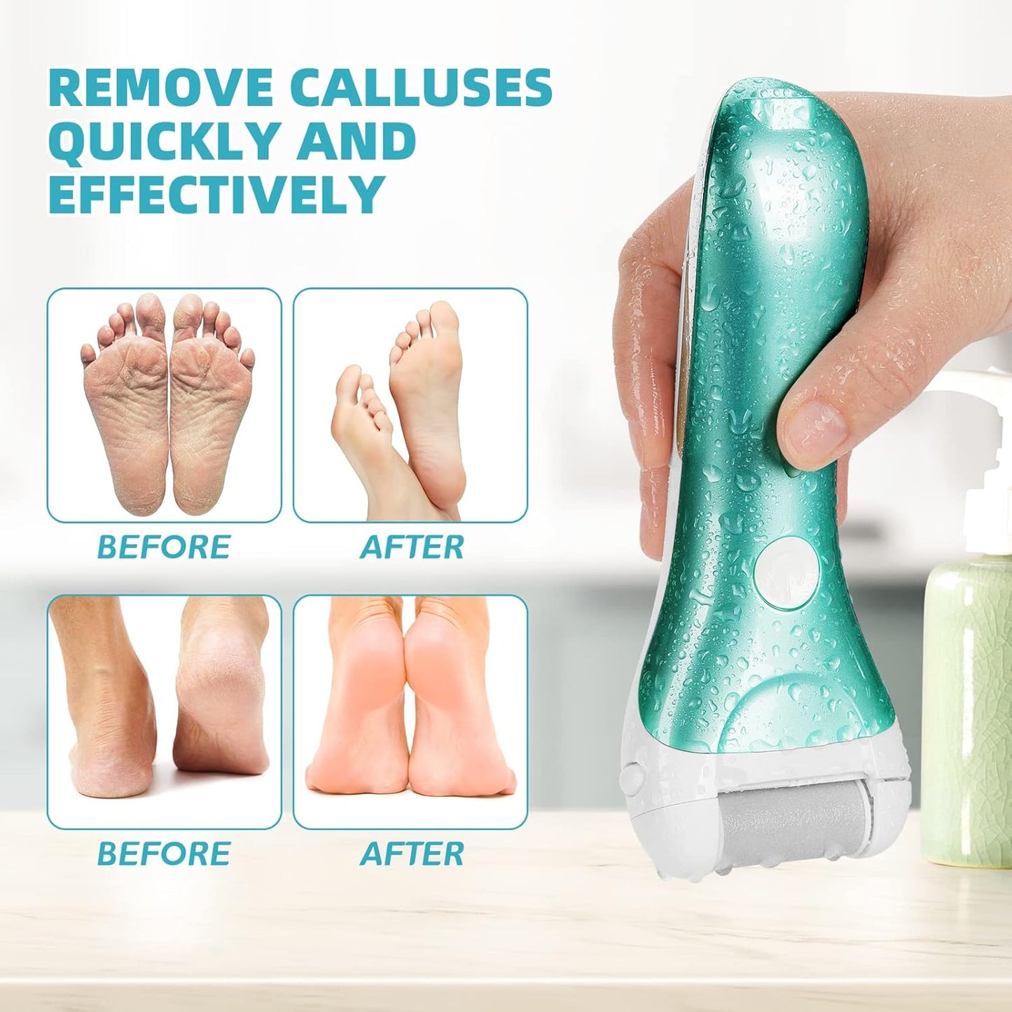 Callus Remover for Feet, Nicebirdie Electric Foot File Callus Removers Rechargeable Waterproof Pedicure Tools Foot Scrubber Shaver Feet Care Tool for Cracked Heels Dead Skin (Green)