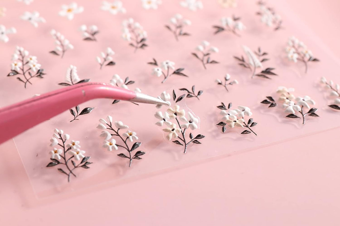 TailaiMei Flower Nail Art Stickers, 5D Embossed Colorful Spring Daisy Nail Decals, Self-Adhesive Design for DIY Decoration (3 Sheets)