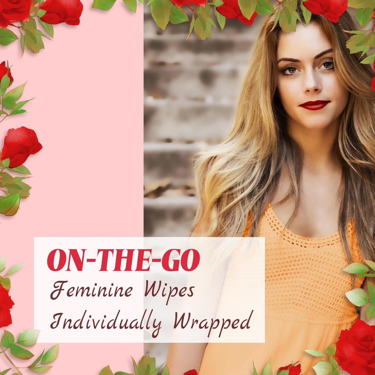 Feminine Wipes Individually Wrapped, Flushable Wipes Travel,Travel Wipes for Women,Feminine Care Wet Wipes Travel Size Vaginal Wipes for Adult, Girl and Homeless100