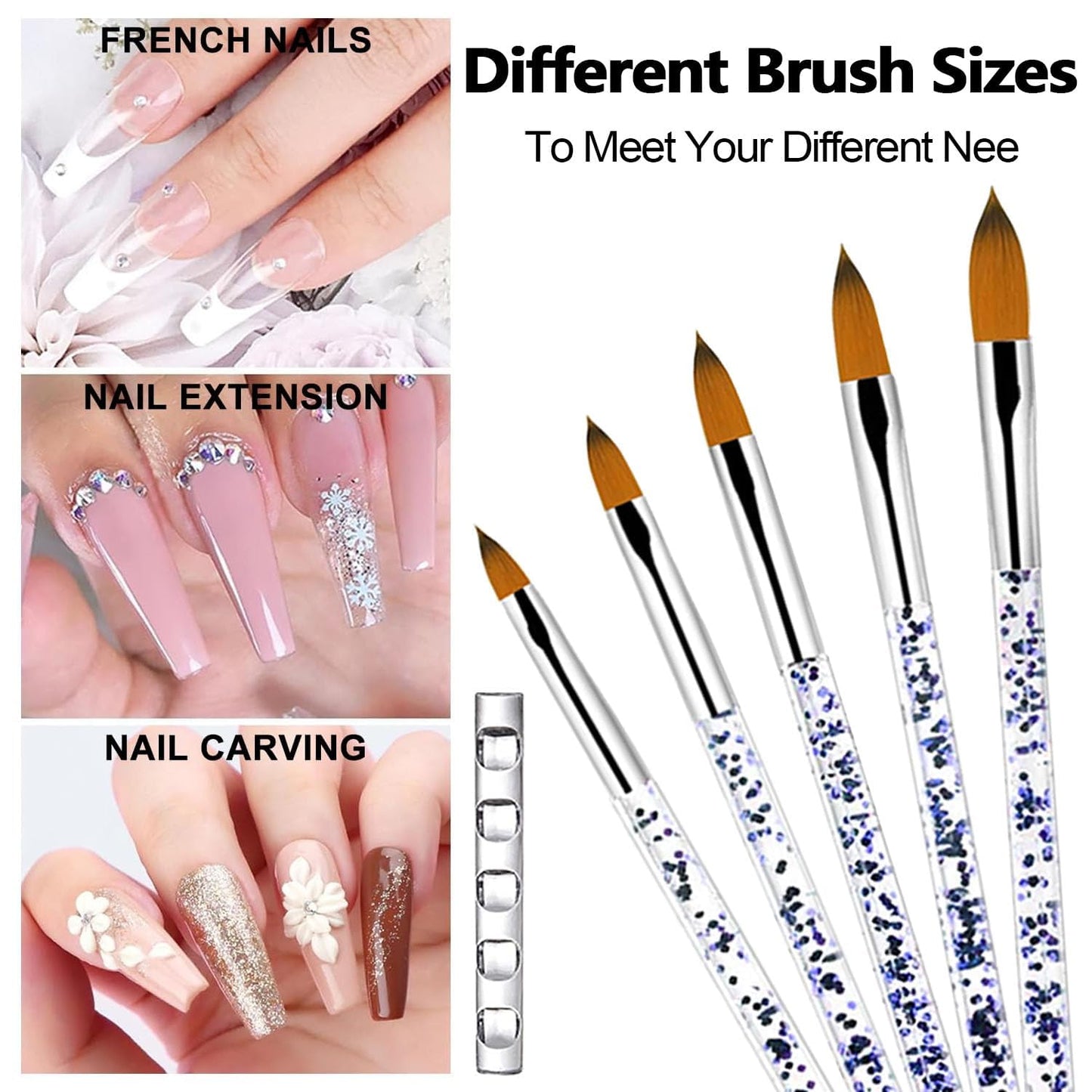 Monomer Acrylic Nail Liquid 4oz for Acrylic Powder - Professional Acrylic Liquid Monomer for Acrylic Nails Extension with 5pcs Acrylic Nail Brush Dappen Dish for Beginners DIY at home Non-Yellowing