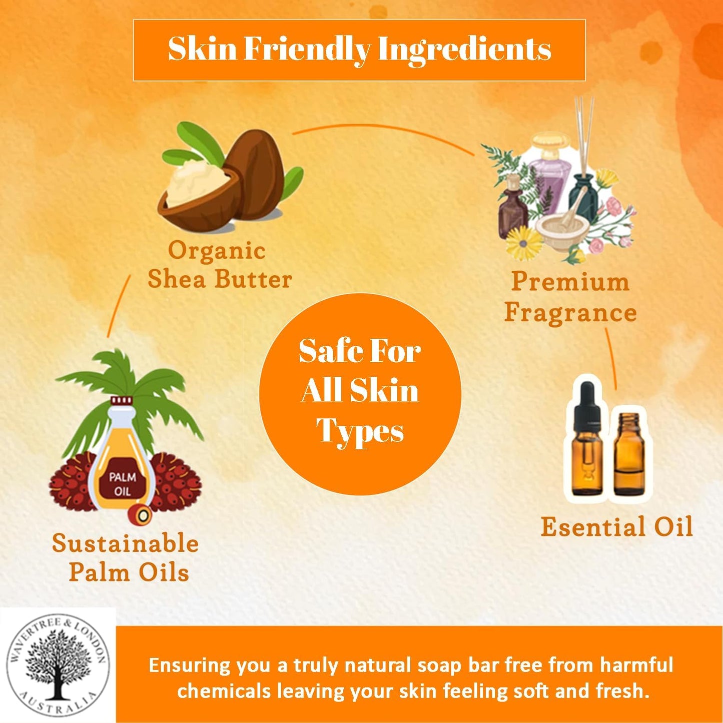 Wavertree & London Sicilian Orange Scented Natural Soap (1 Bar)