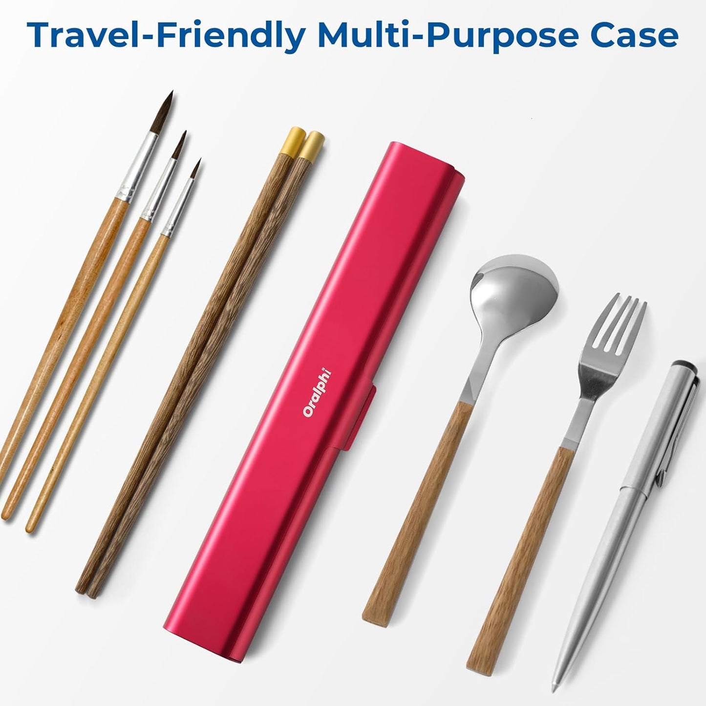 Aluminum Toothbrush Travel Case, Portable Travel Toothbrush Holder, Durable Manual Toothbrush Box Container for Traveling, Bathroom, Camping, Business Trip-Red
