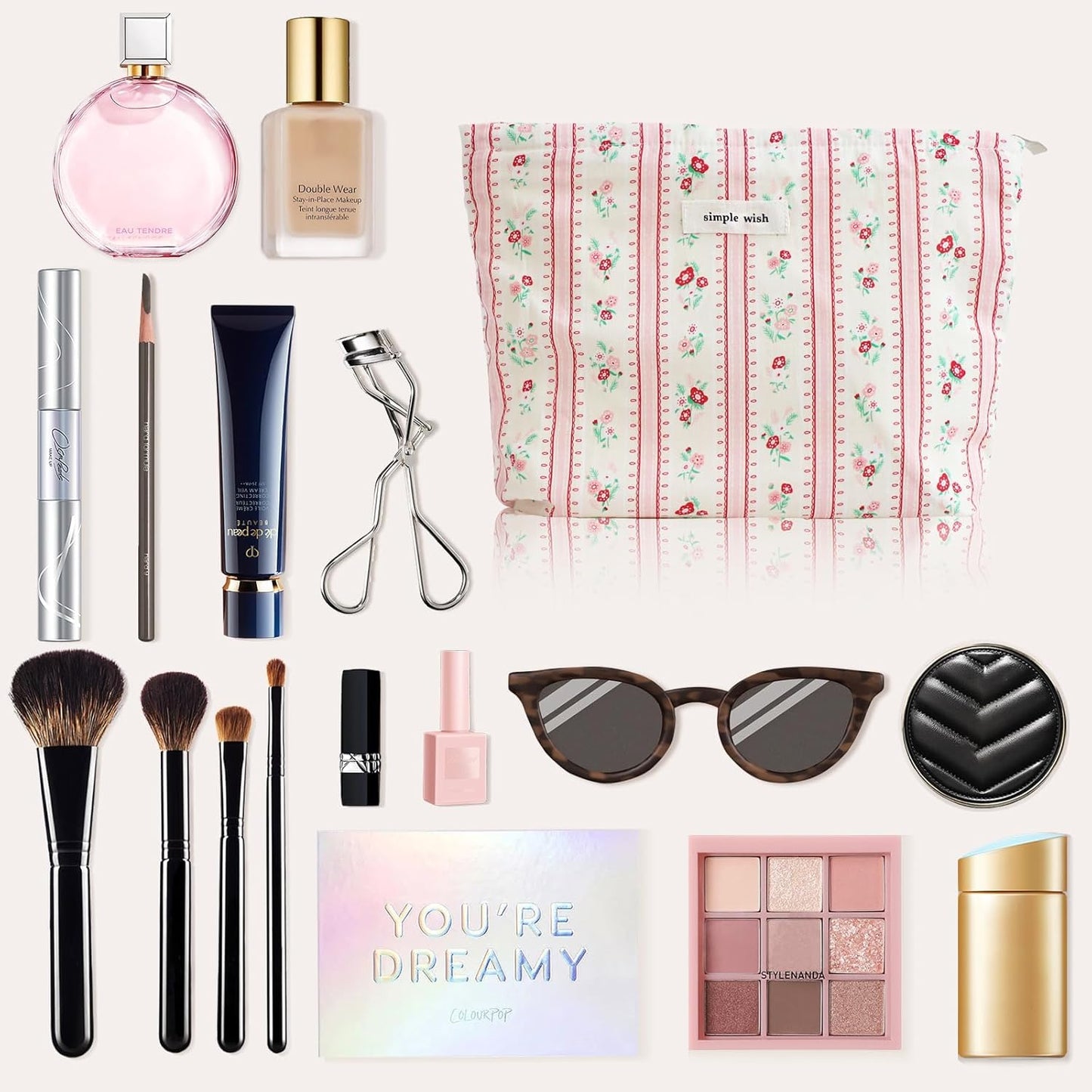 Wudygir Floral Makeup Bag for Women Travel Cosmetic Pouch with Zipper Large Capacity Canvas Toiletry Bag & Aesthetic Canvas Handbag (Pink Striped Floral)