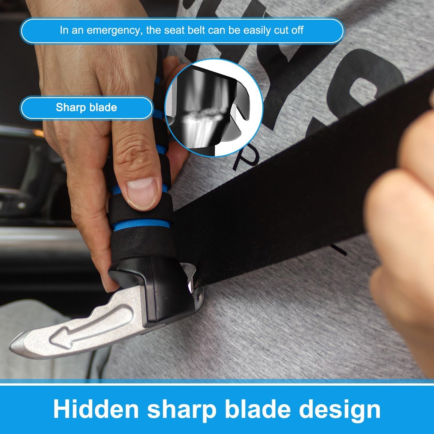 Elderly Car Handle Assist,Car Door Handle for Elderly,Support Multifunction Door Latch for Seniors and Handicapped (Blue - 2 Pack Car Handle + Strap)