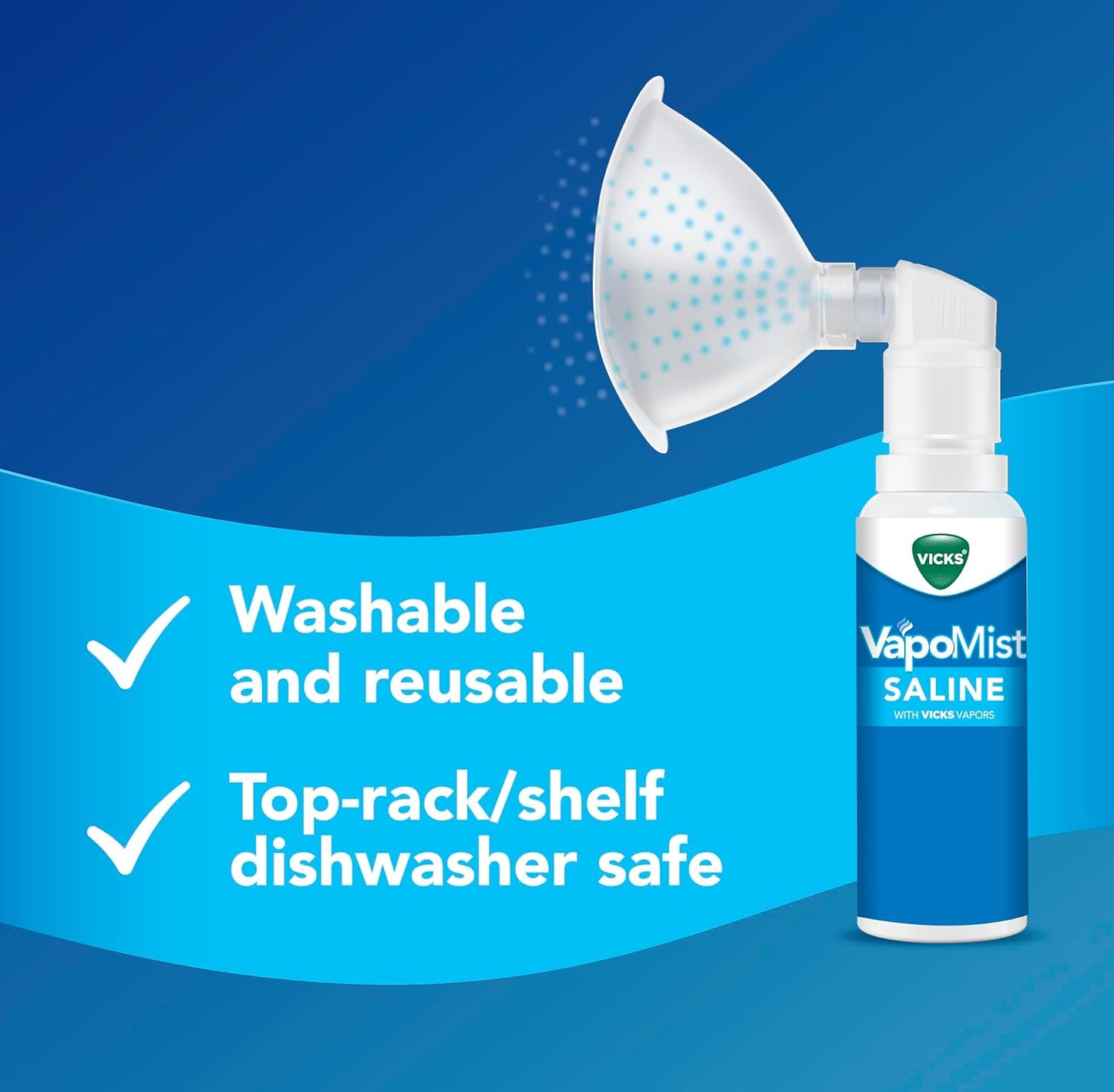 Vicks VapoMist Saline, Gentle Saline Mist with Soothing Vicks Vapors, Non- Medicated, 1.7 oz