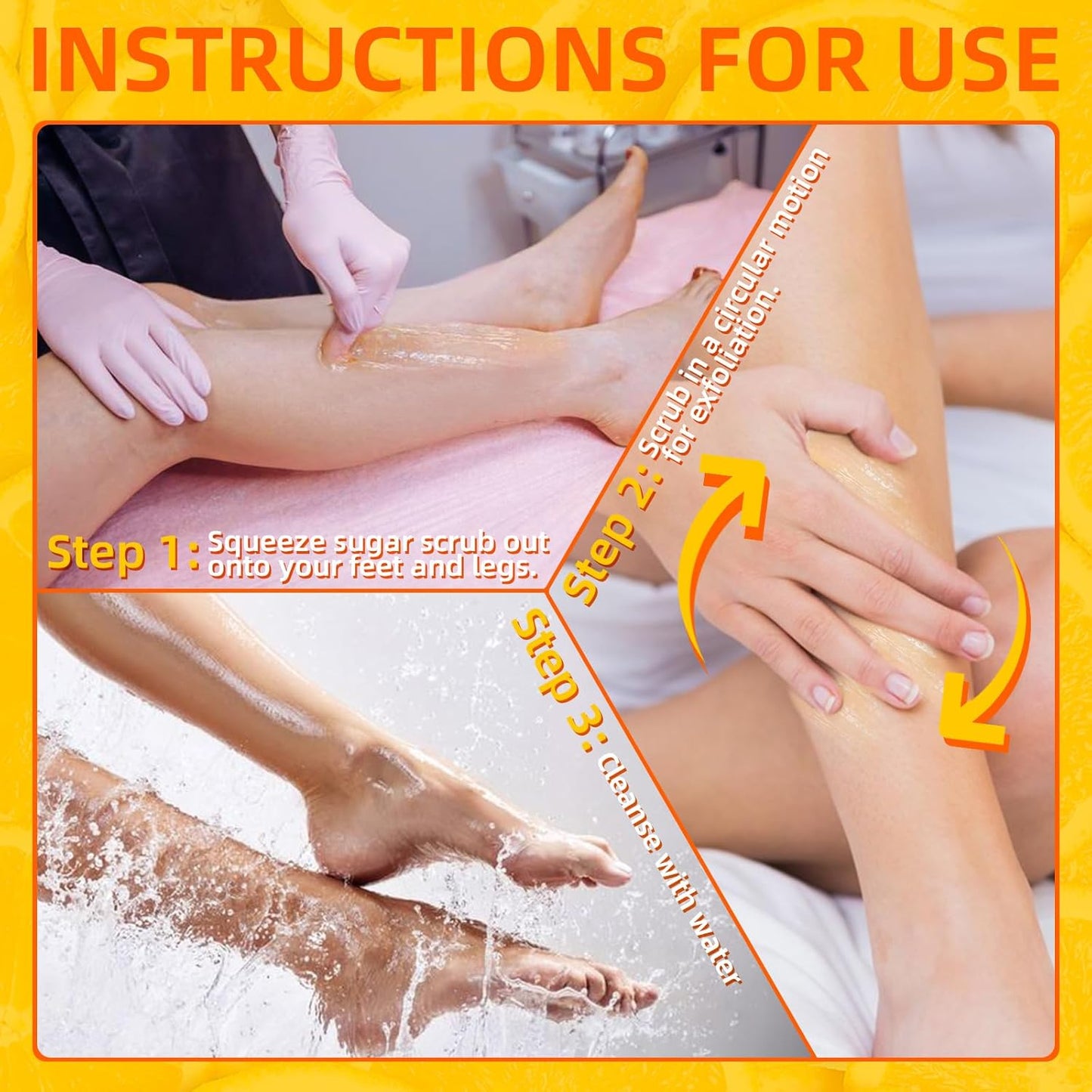 Foot Exfoliating, Sugar Scrub, Dead Skin Remover for Feet, Individually Packaged Foot Scrub Smooths, Hydrates, Detoxifies Tired and Dry Cracked Feet 16 Packs per Box,Orange scent