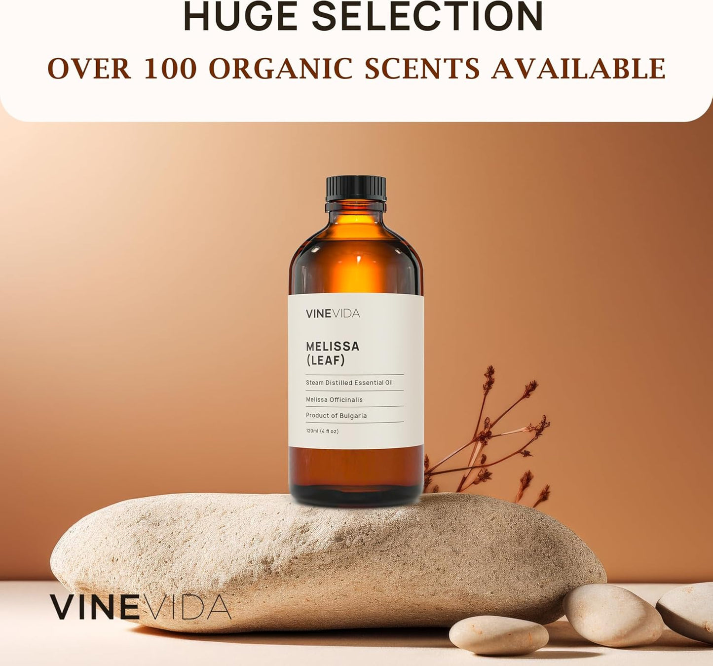 VINEVIDA Melissa Leaf Essential Oil 4 oz - Undiluted Melissa Leaf Oil 4 oz - Melissa Leaf Candle Oil Scent - DIY Candle Scents for Candlemaking - Bulk Essential Oil for Soap Making Safe for Skin