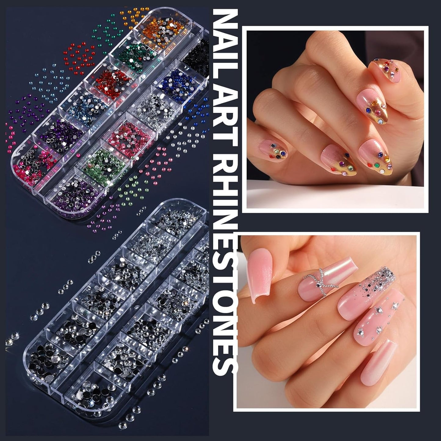 FANDAMEI Nail Art Brushes Set, Nail Art Kits, 3D Nail Charms Nail Design Tools Kit, Nail Set for Beginners ,Nail Dotting Tool, Nail Rhinestones,Chrome Nail Powder,Nail Stickers Nail Art Decoration Kit