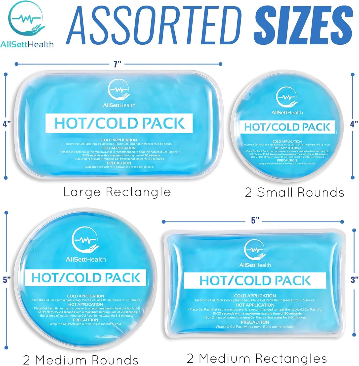 Reusable Hot and Cold Gel Ice Packs for Injuries - Gel Cold Packs for Injuries - Multiple Shapes and Sizes 7 Variety Pack