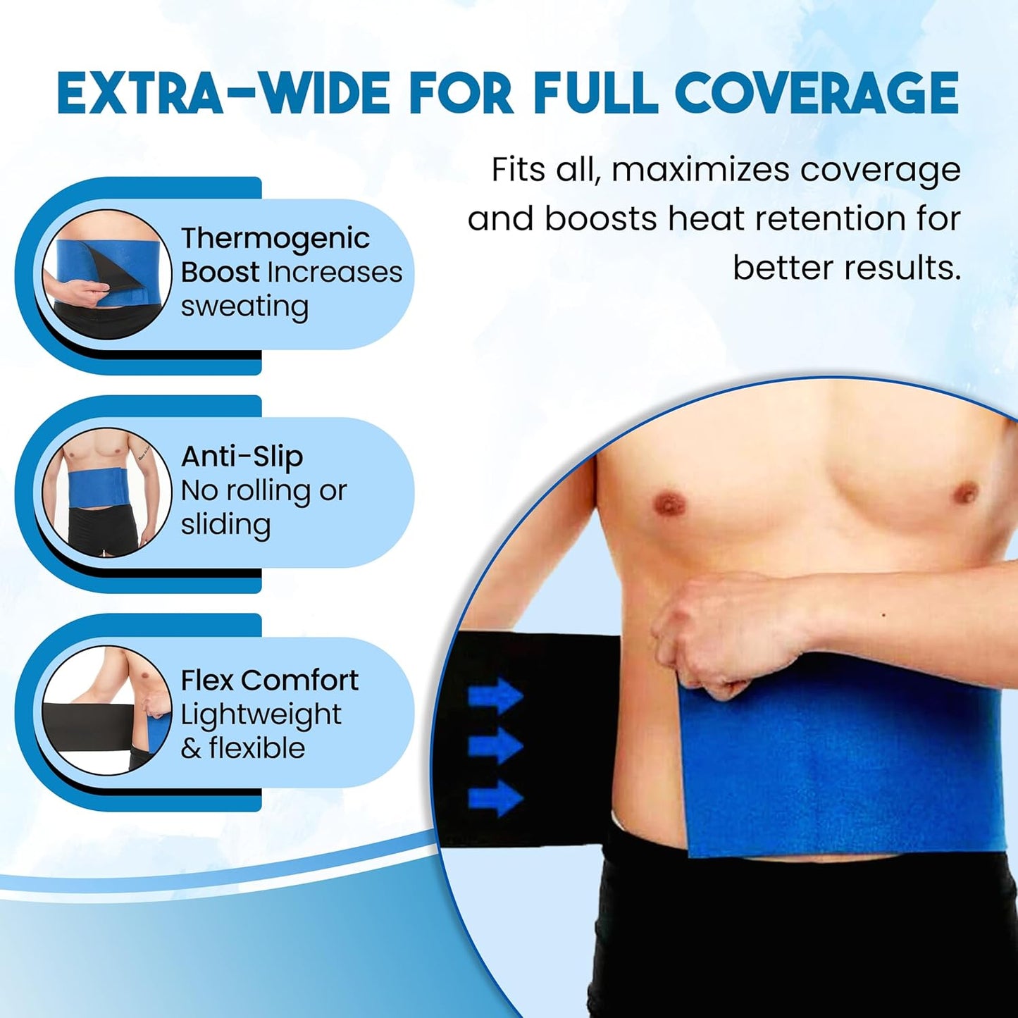 Waist Trimmer Belt for Women and Men – Slimming Body Shaper for Weight Loss – Sweat Band Wrap Ab Stomach Fat Burner Slimming Belt Blue